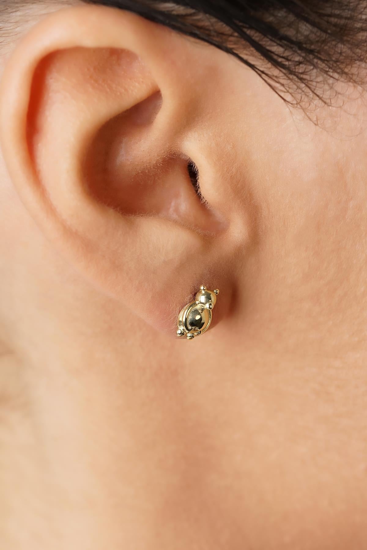14K Gold Teddy Bear Stud Earrings
