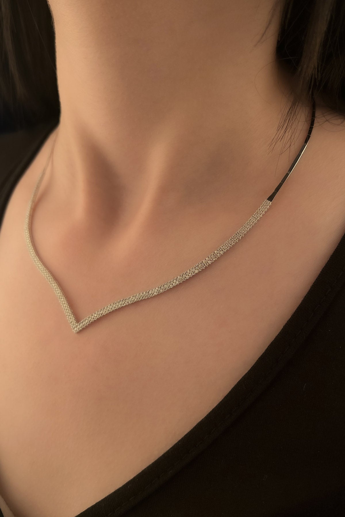 14K Gold Tennis Necklace White