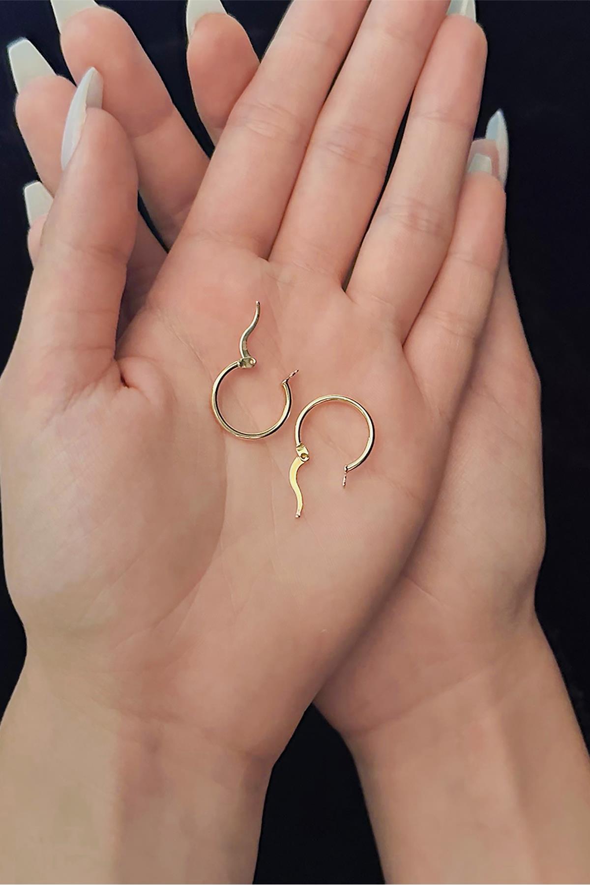 14K Gold Thick Chunky Tube Earrings