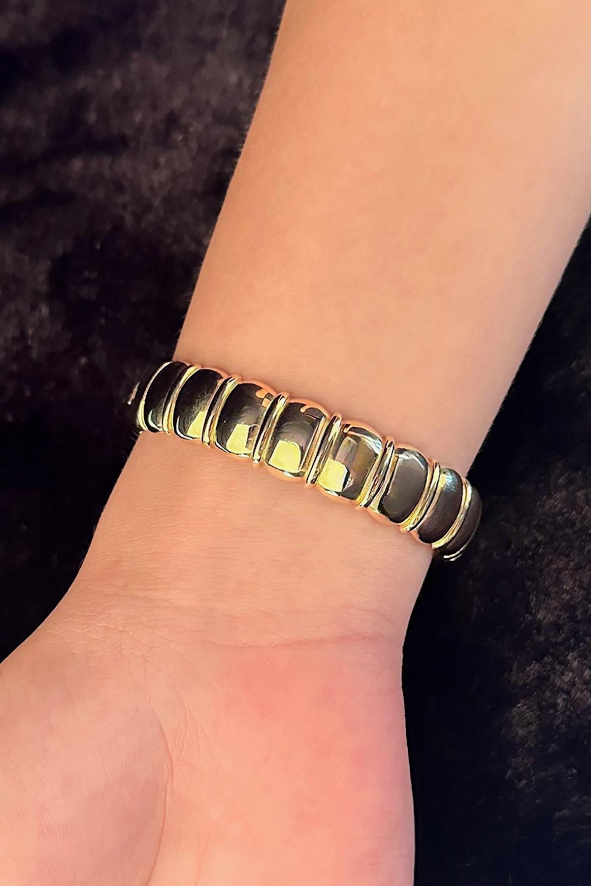 14K Gold Thick Dome Clamp Bracelet