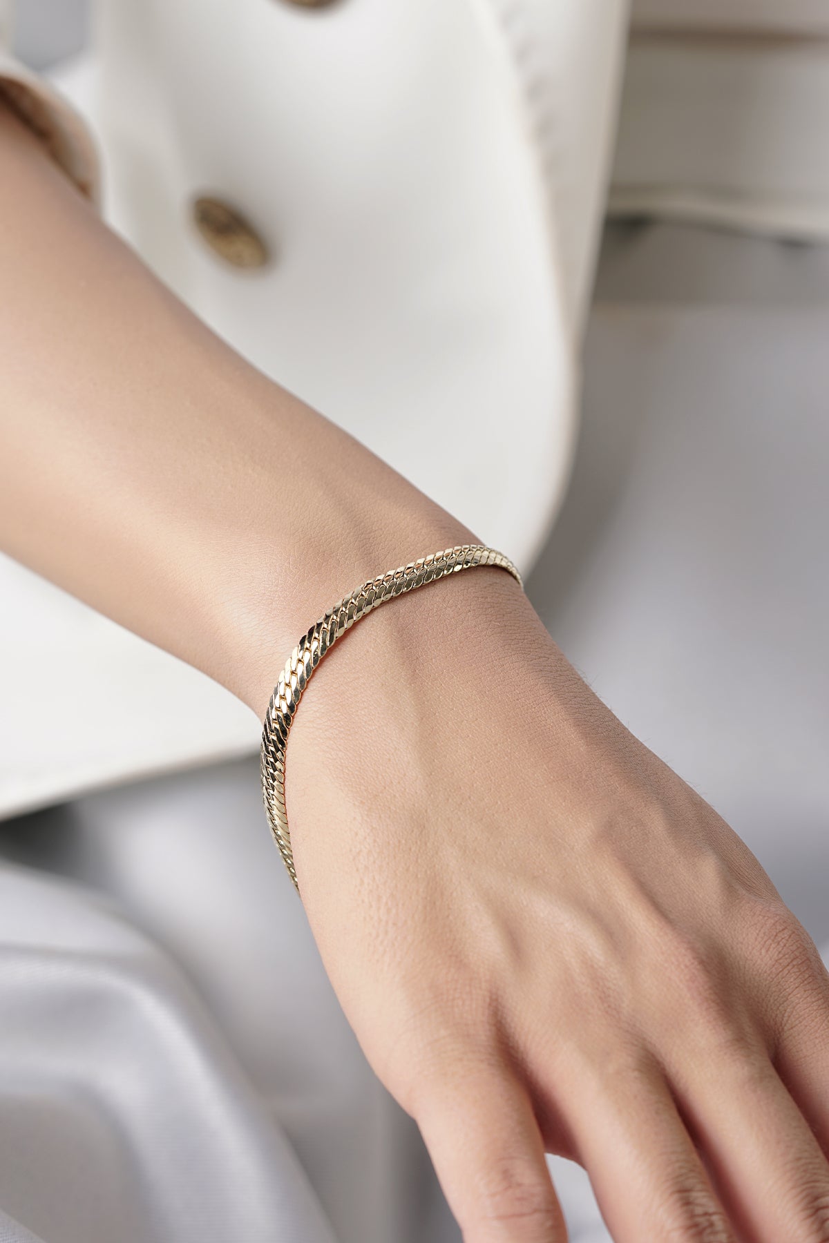 14K Gold Thick İtalian Snake Bracelet