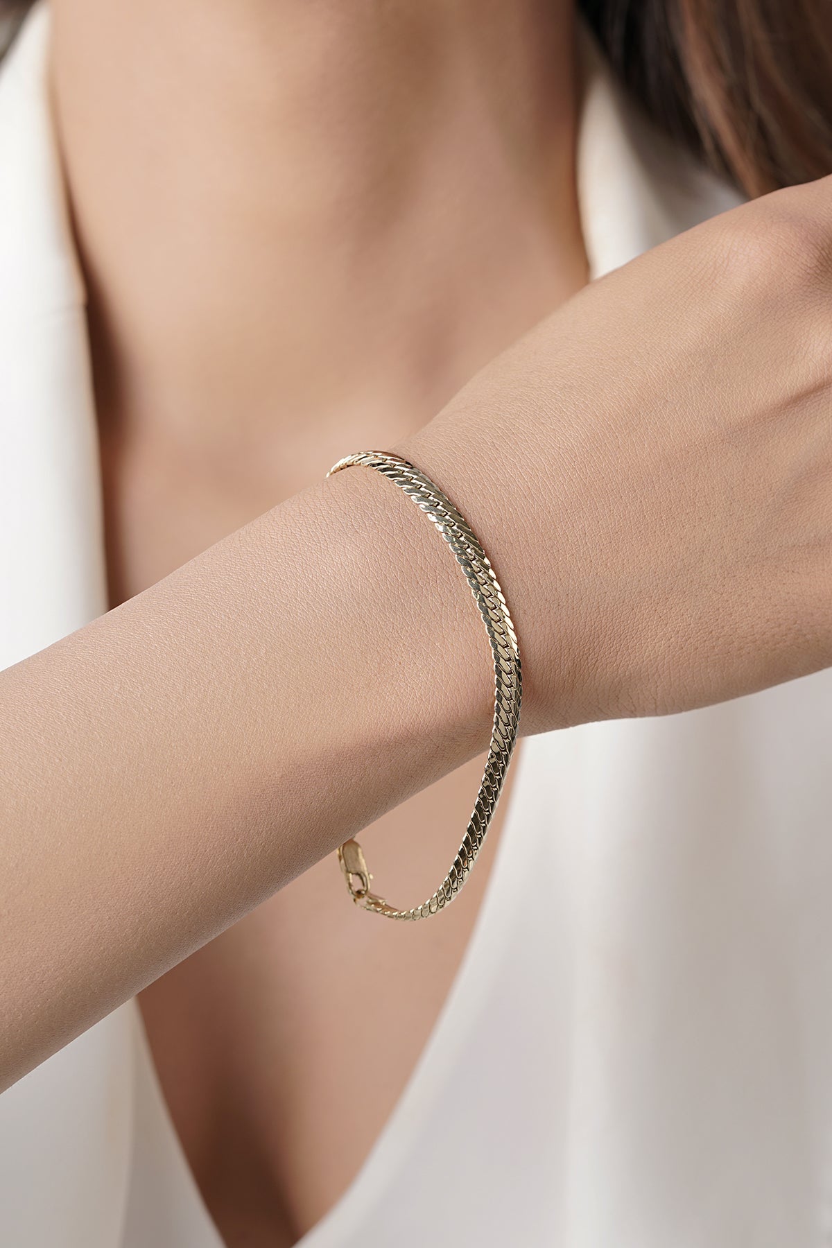 14K Gold Thick İtalian Snake Bracelet