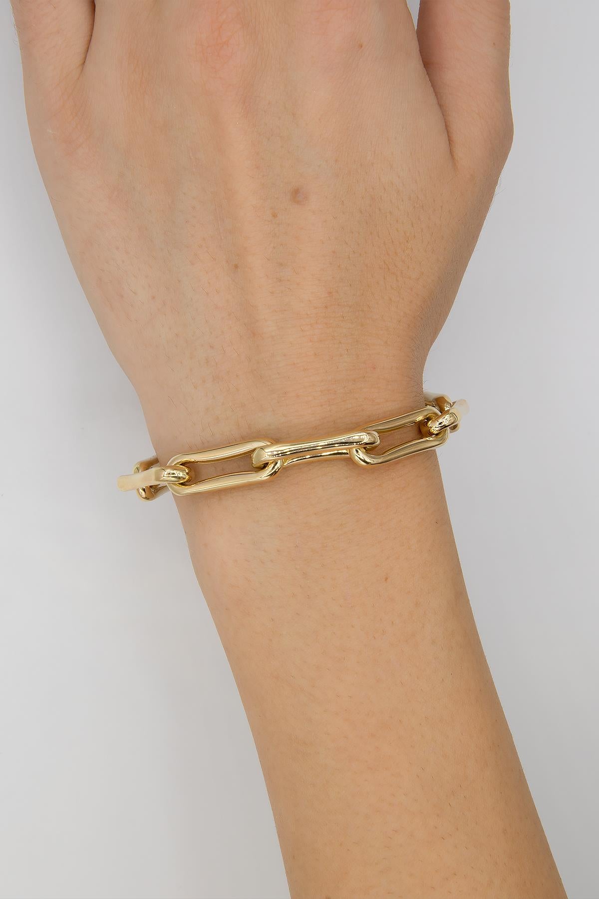 14K Gold Thick Oval Link Bracelet