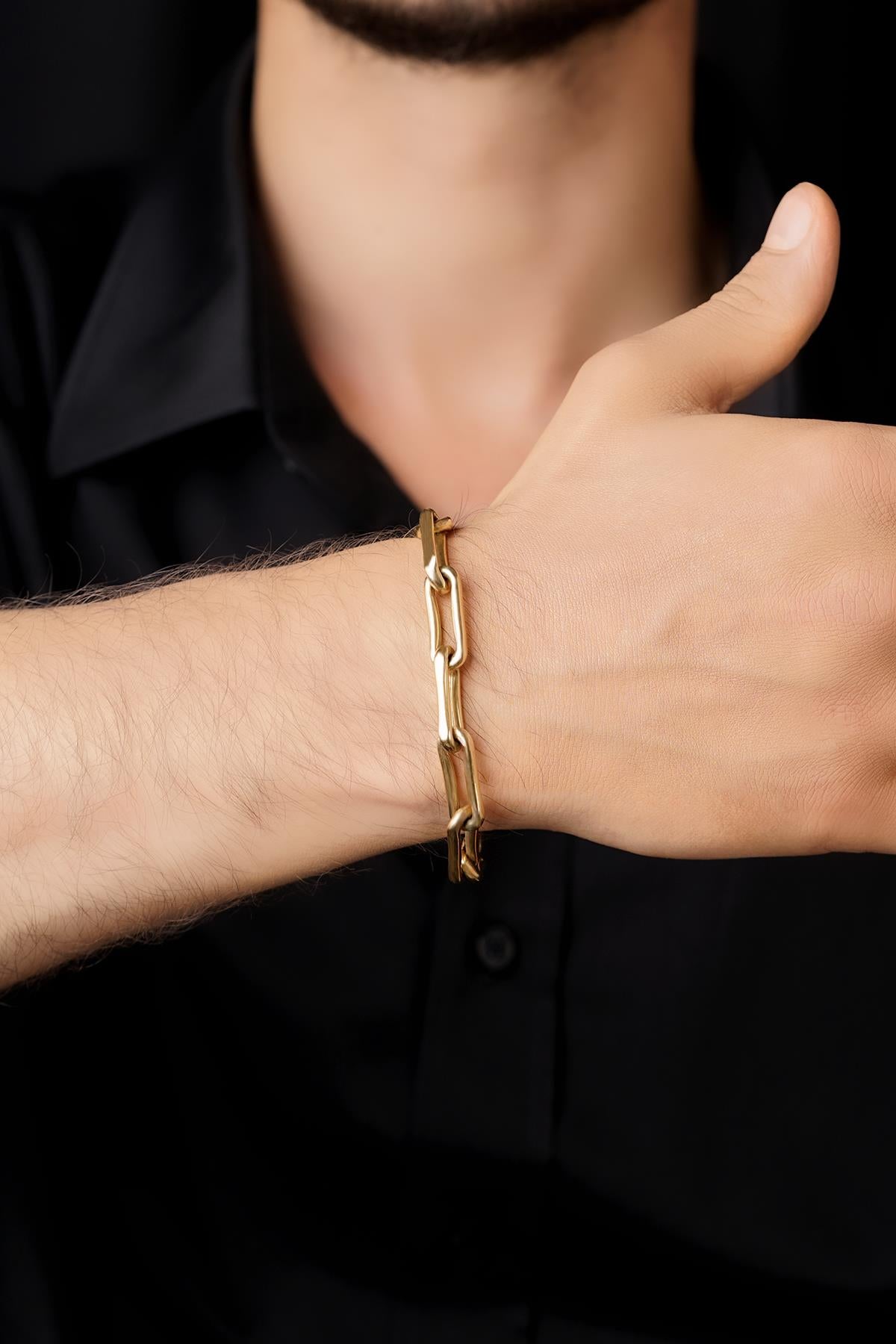 14K Gold Thick Oval Link Bracelet