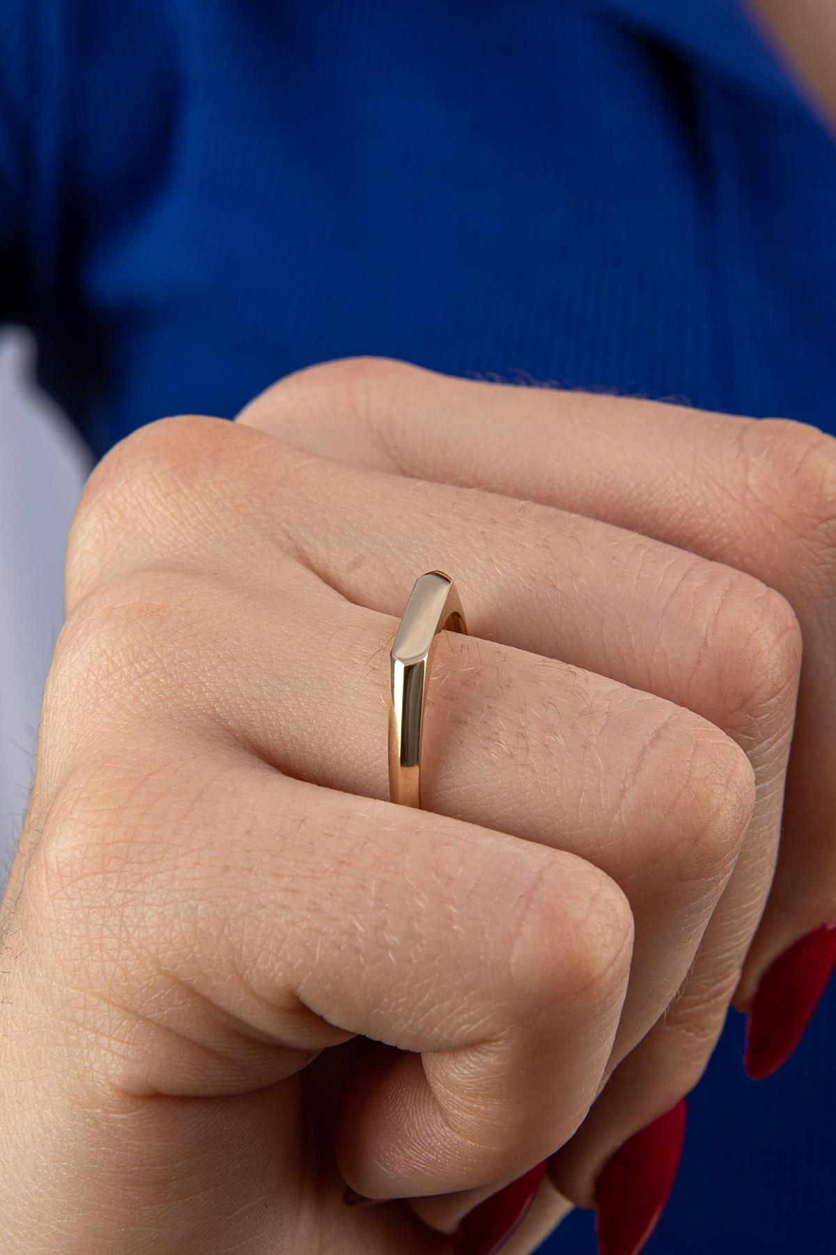 14K Gold Thick Rectangular Bar Signet Ring