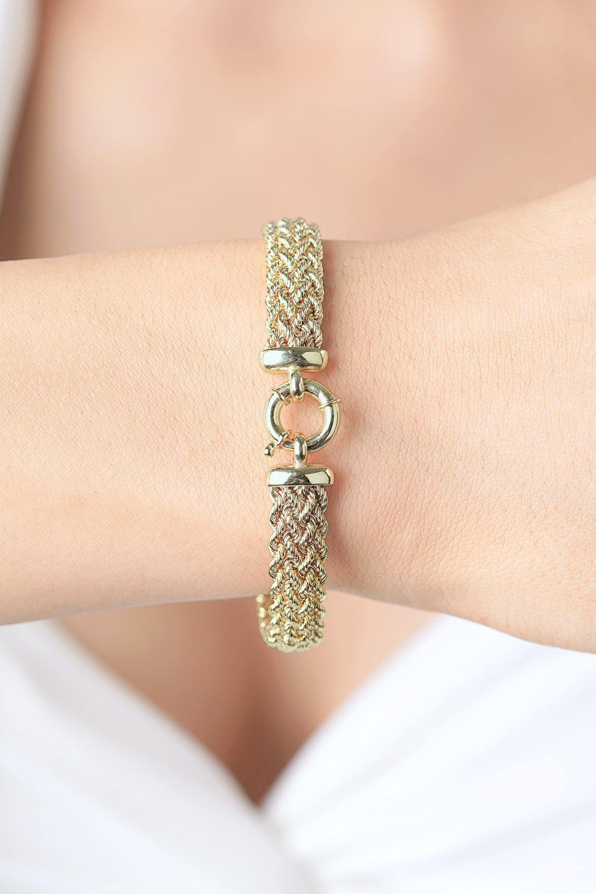 14K Gold Thick Rope Bracelet