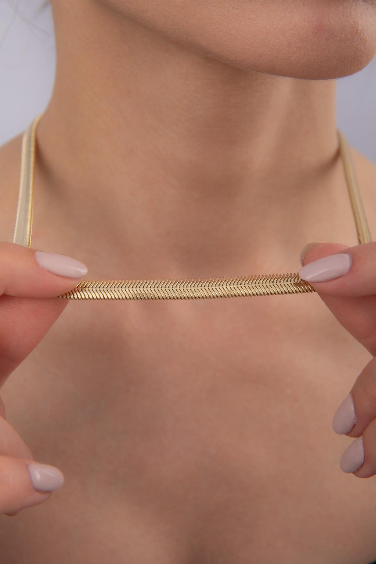 14K Gold Thick Snake Chain Necklace 0.210 inch