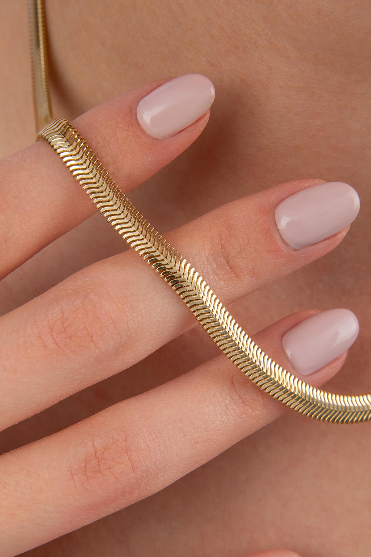 14K Gold Thick Snake Chain Necklace 0.210 inch