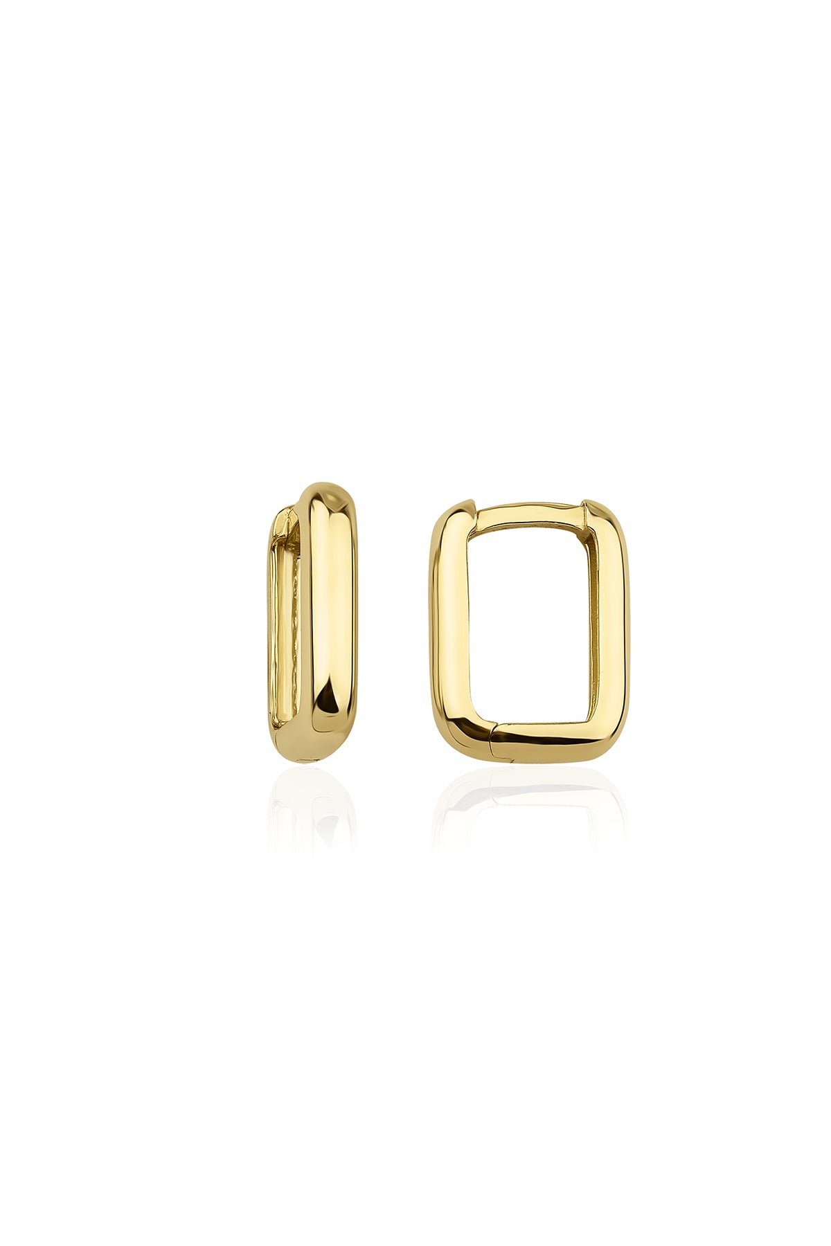 14K Gold Thick U Shape Huggie Hoop Earrings