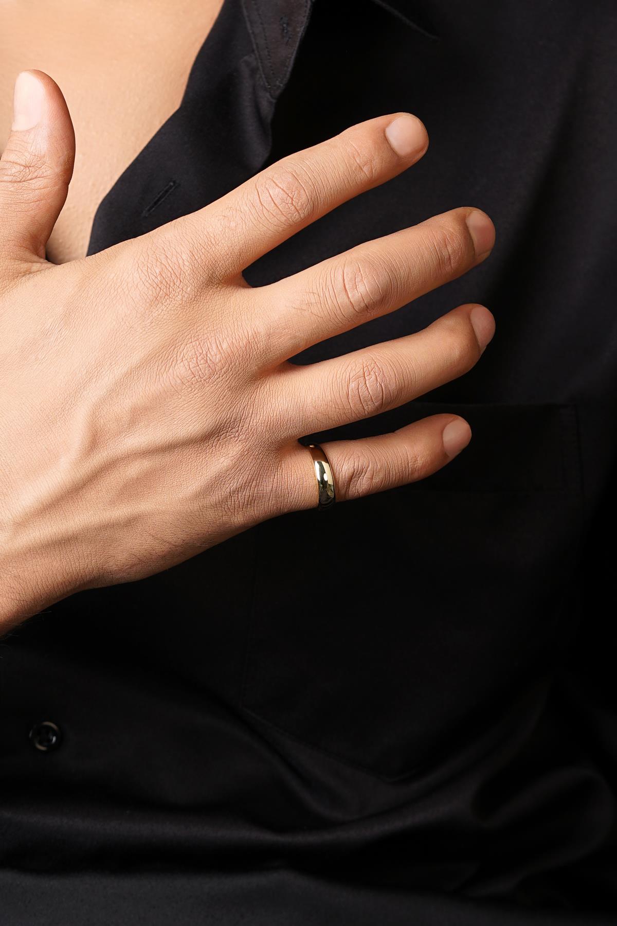 14K Solid Gold Thin Chunky Ring