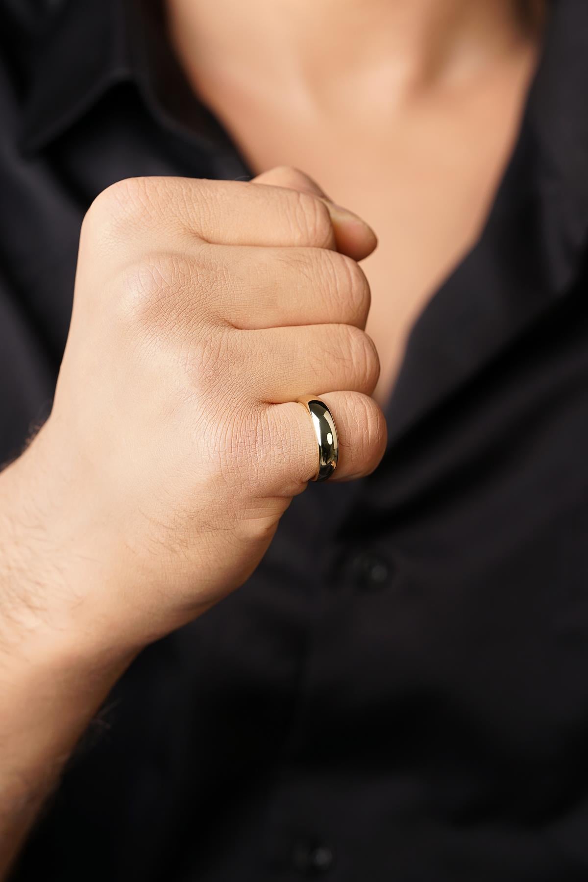 14K Solid Gold Thin Chunky Ring