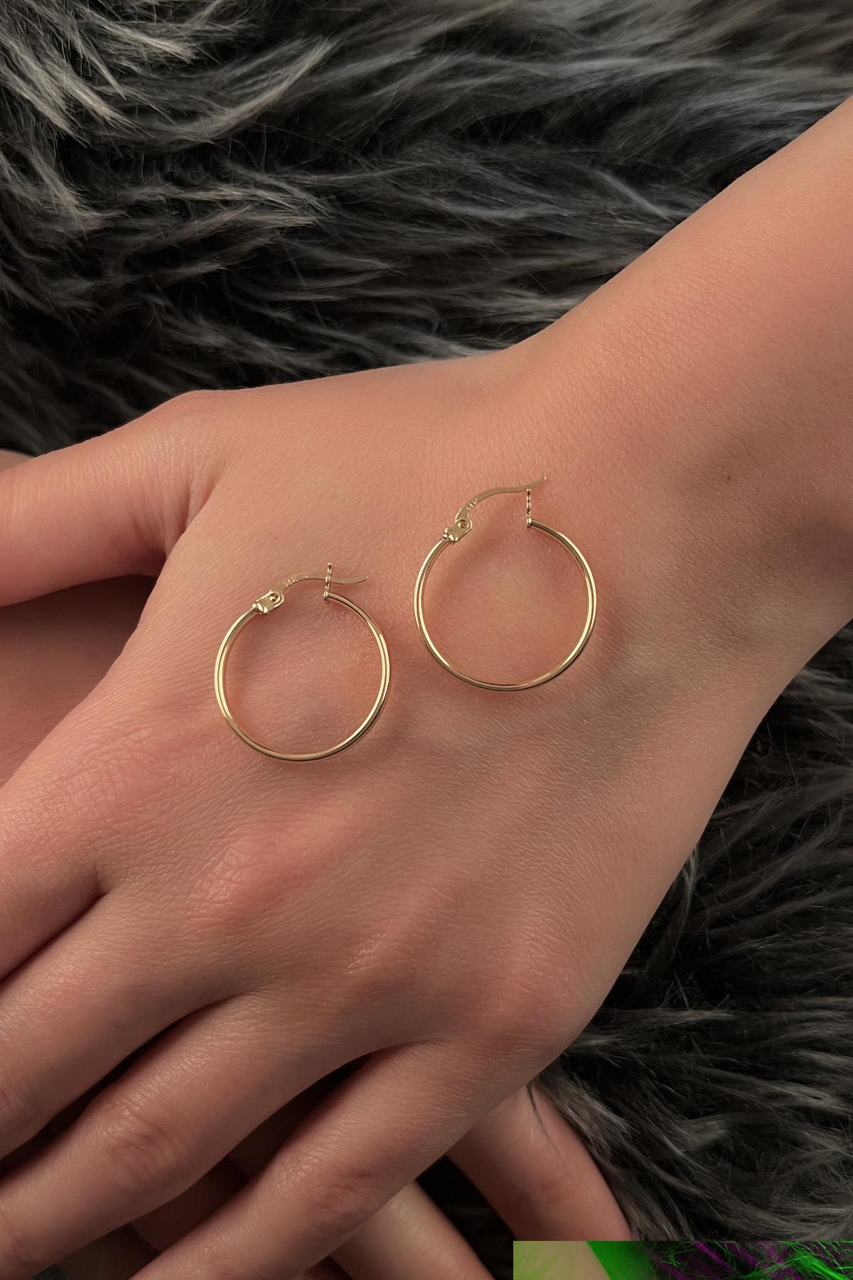 14K Gold Thin Plain Tube Hoop Earrings