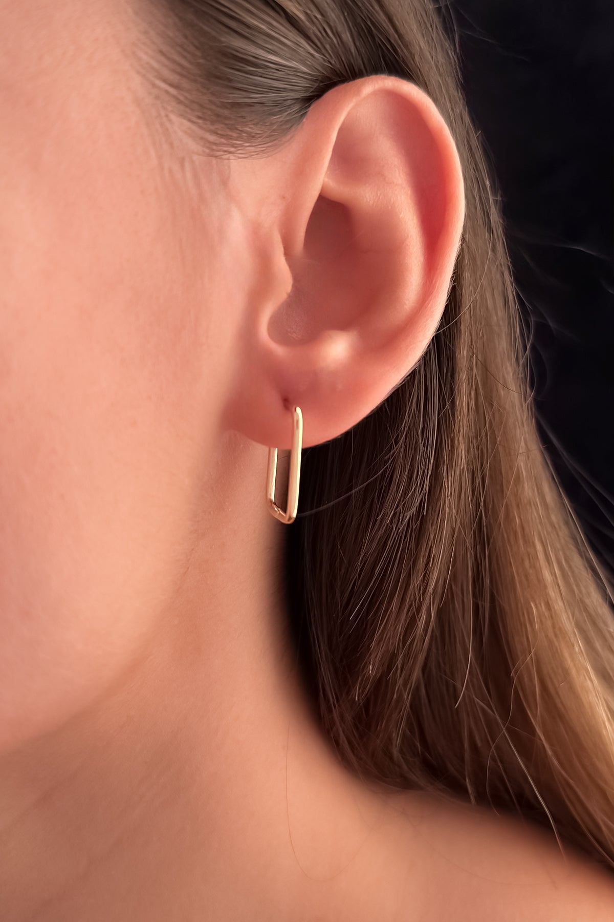 14K Gold Thin U Shape Huggie Earrings