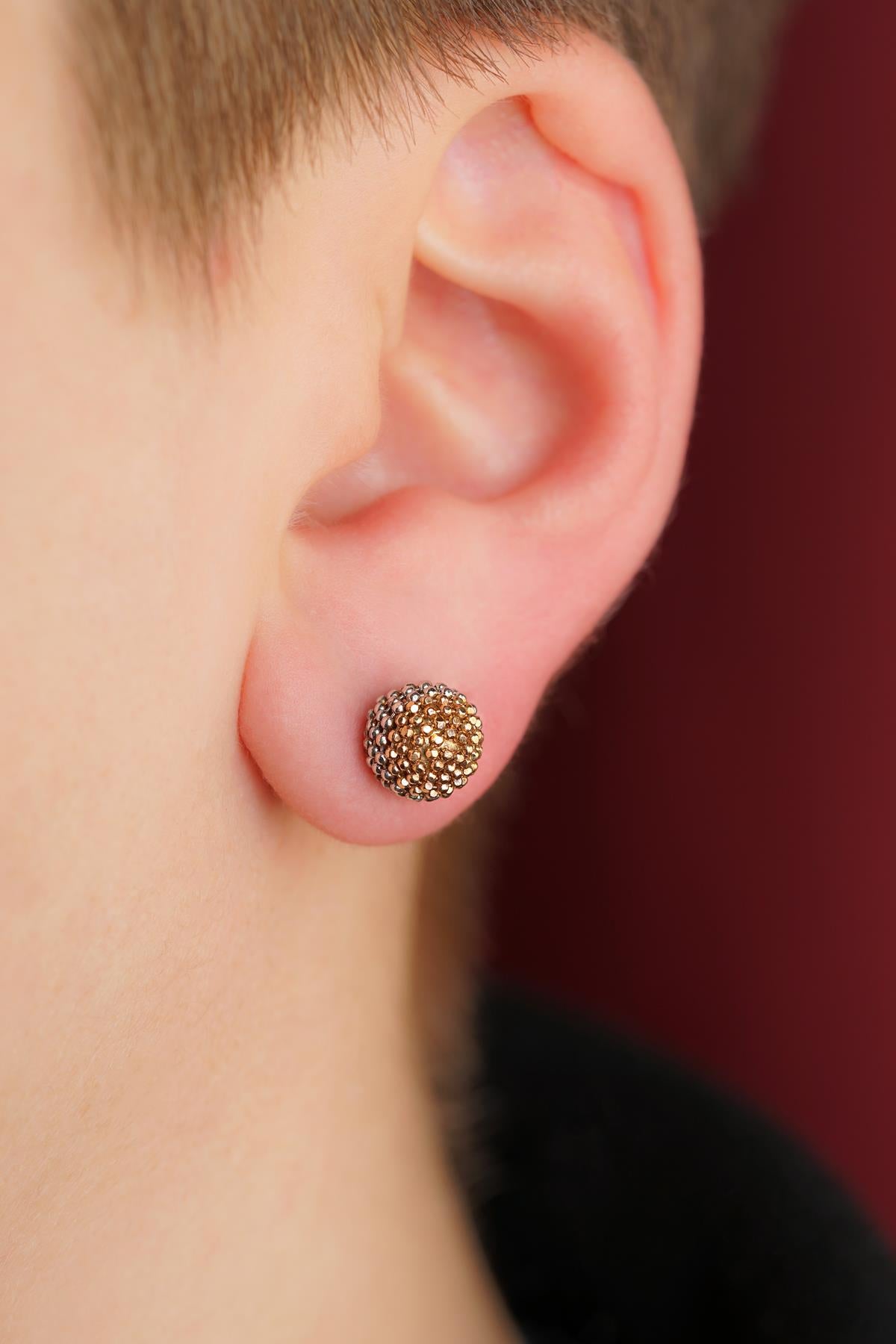 14K Gold Three-Tone Mars Men’s Earring