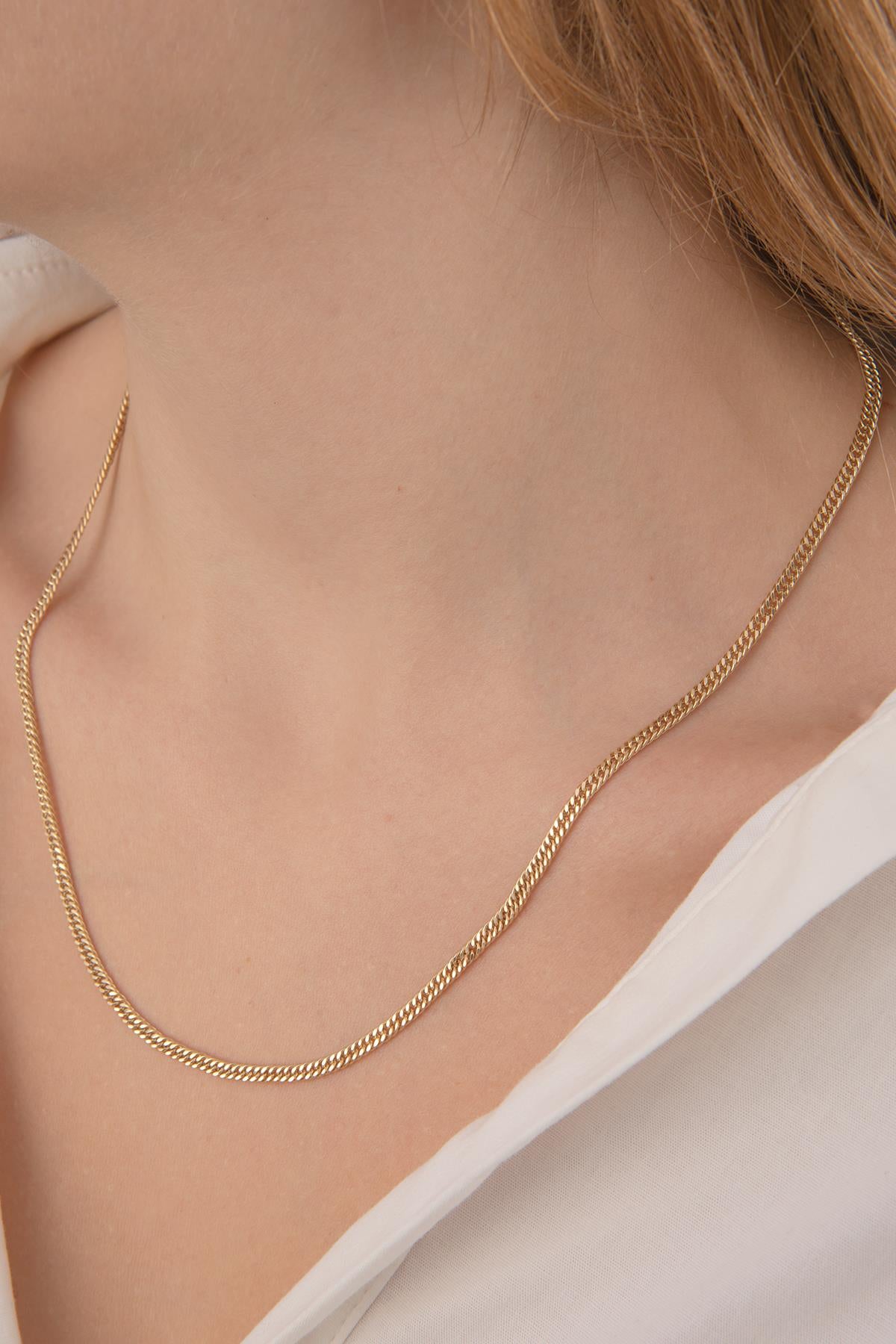 14K Gold Tight Cuban Chain Necklace
