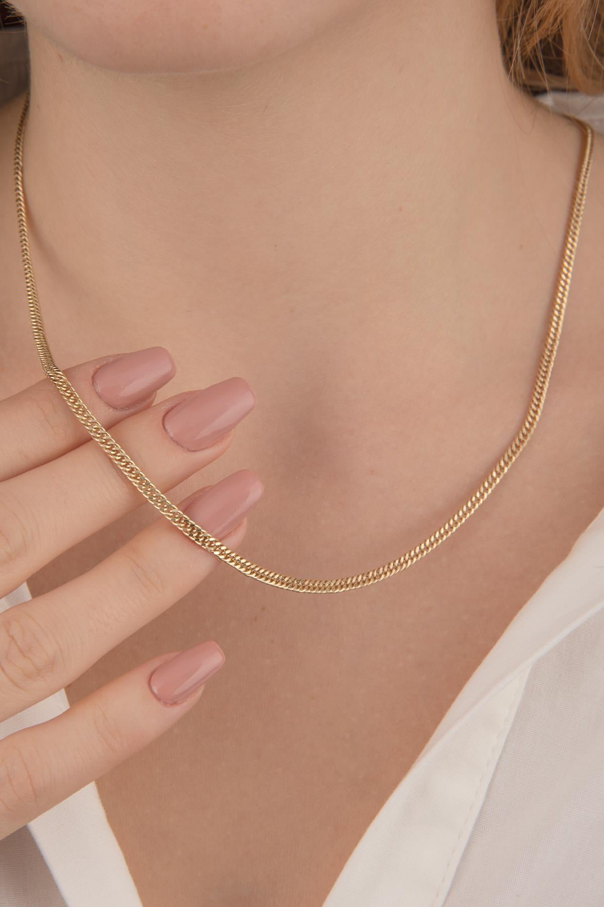 14K Gold Tight Cuban Chain Necklace