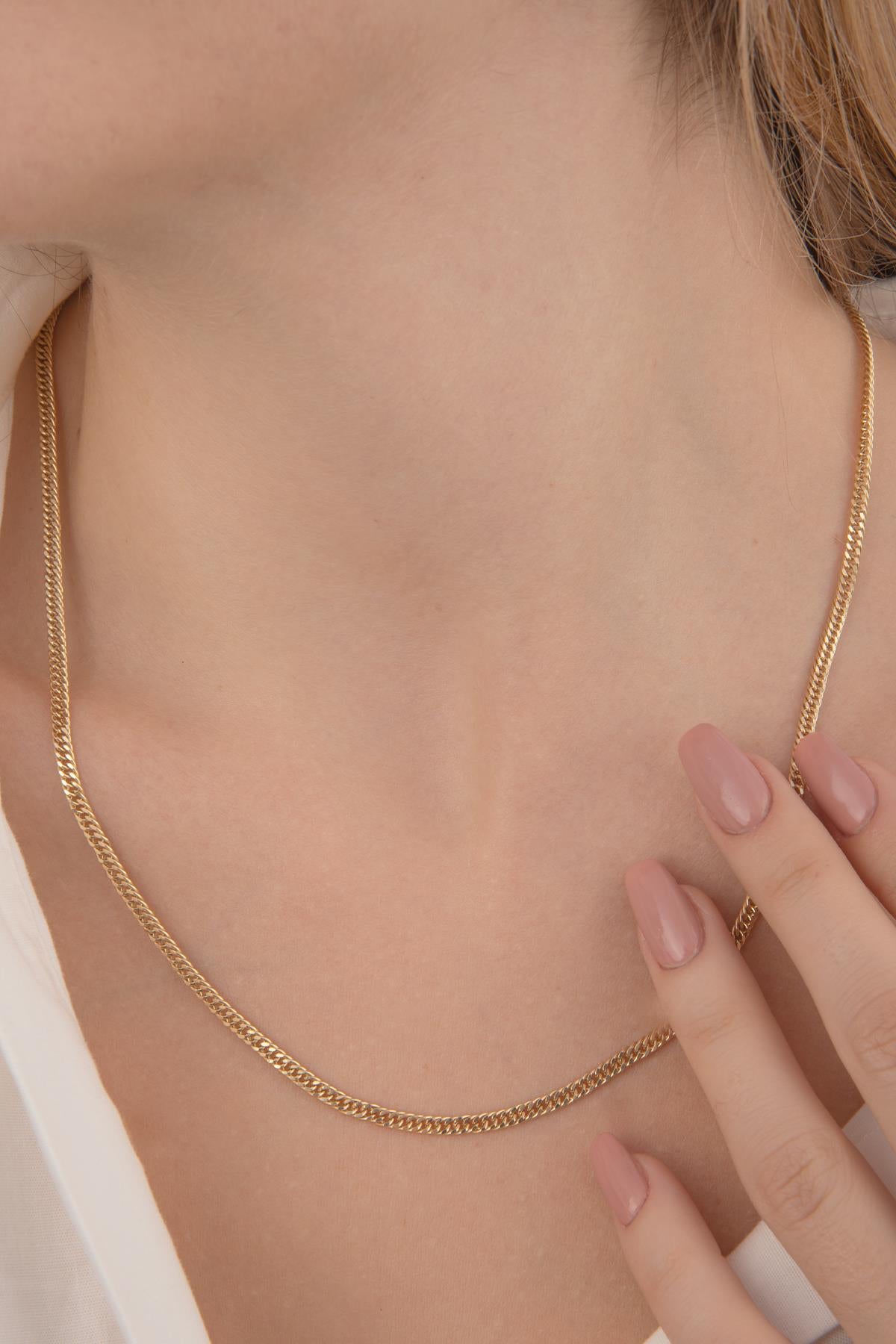 14K Gold Tight Cuban Chain Necklace