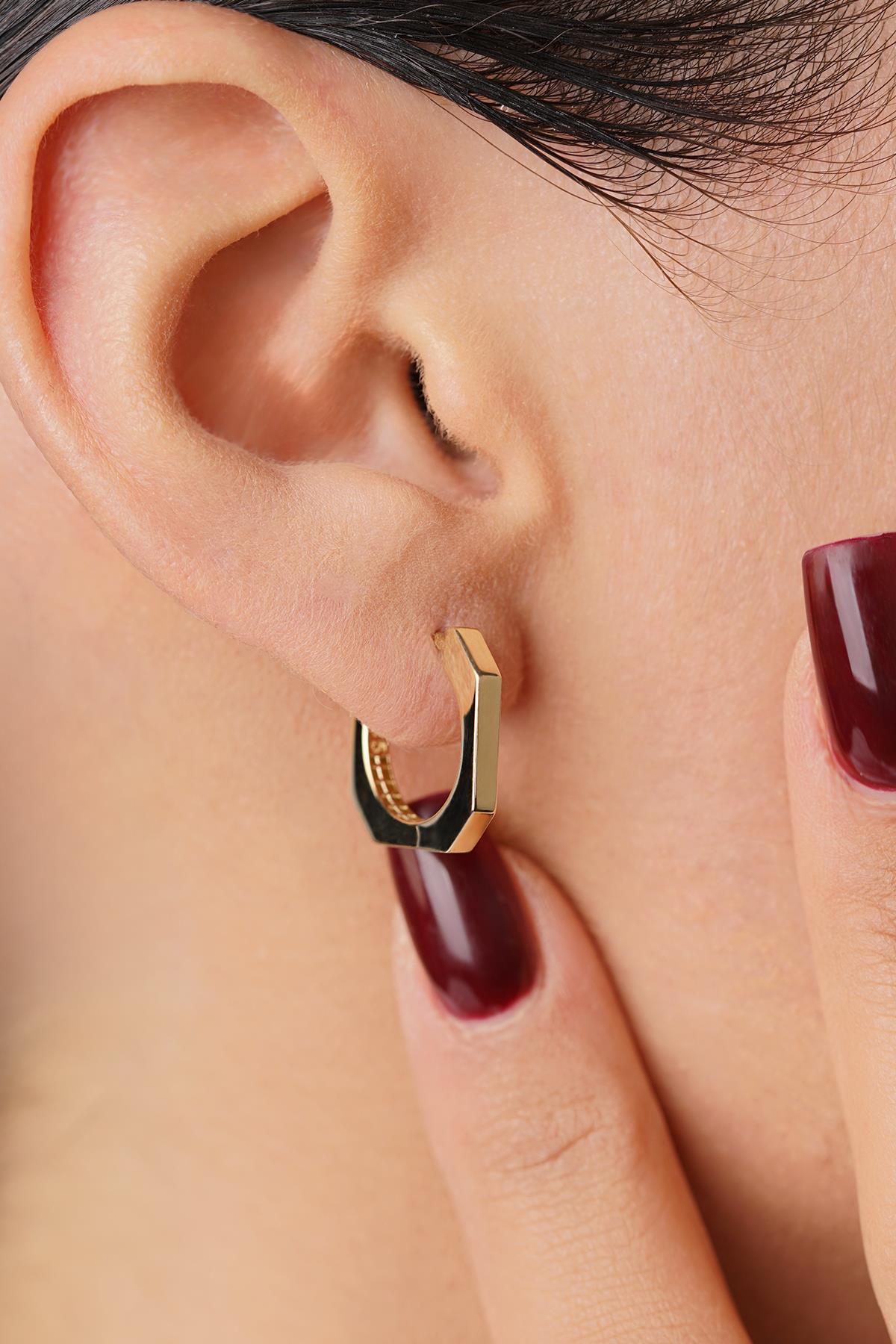 14K Gold Tiny Geometric Square Studs