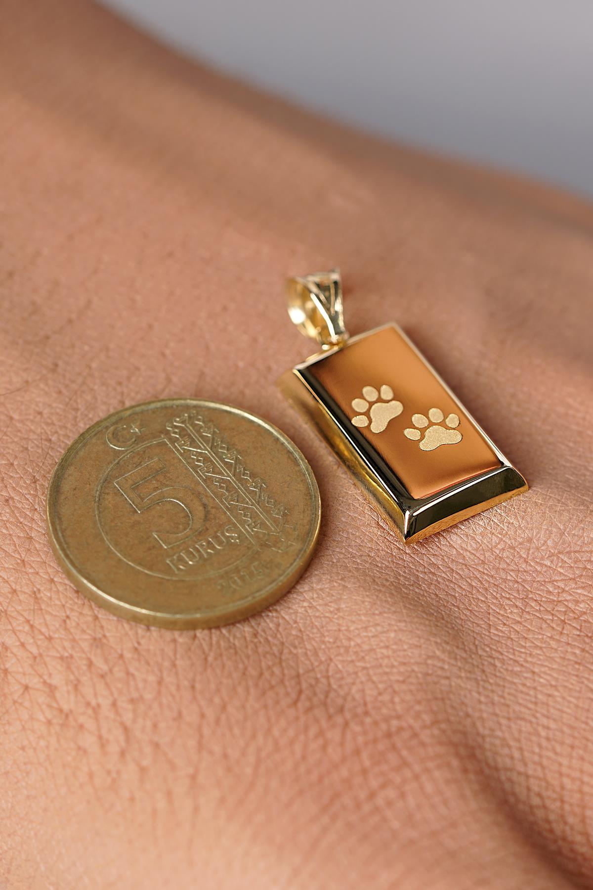 14K Solid Gold Tiny Ingot Gold Bar Charm