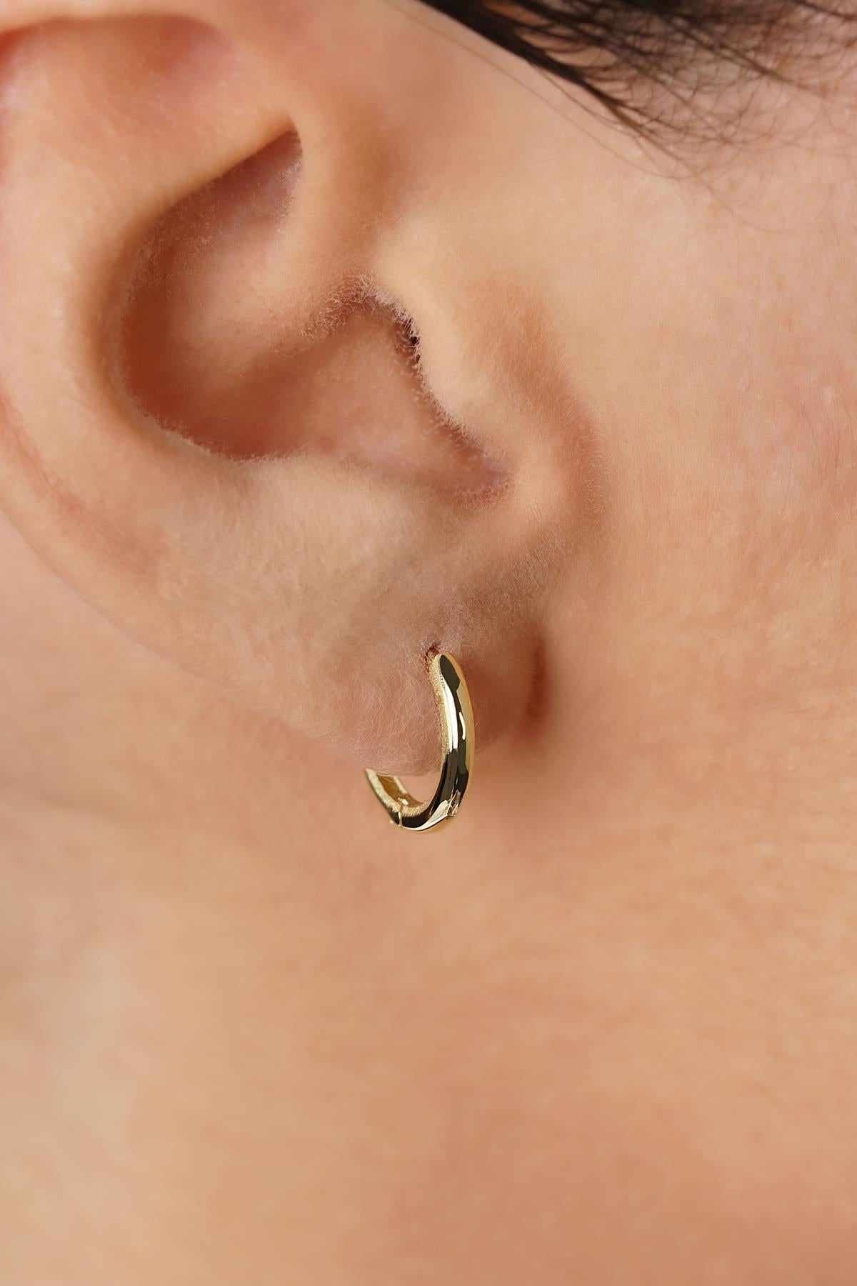 14K Gold Tiny Round Huggie Hoops