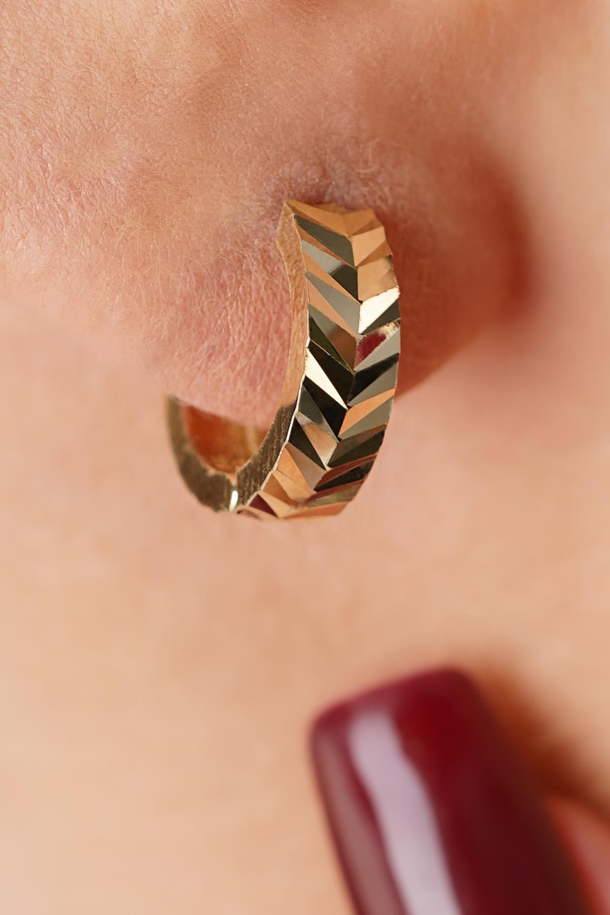 14K Gold Tiny Wheat Ear Stud Earrings