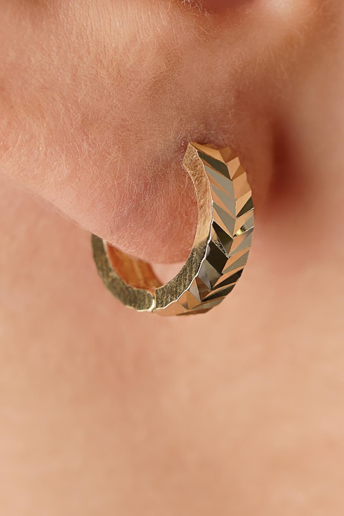 14K Gold Tiny Wheat Ear Stud Earrings