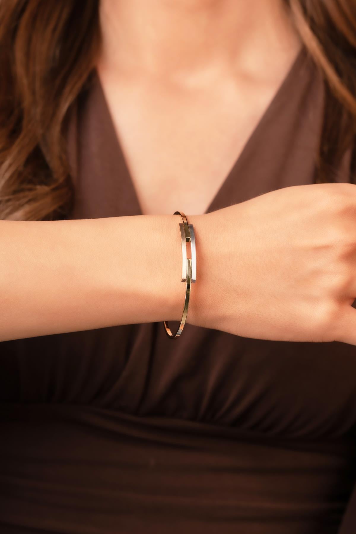 14K Gold Tri Color DOUBLE Rip Bangle