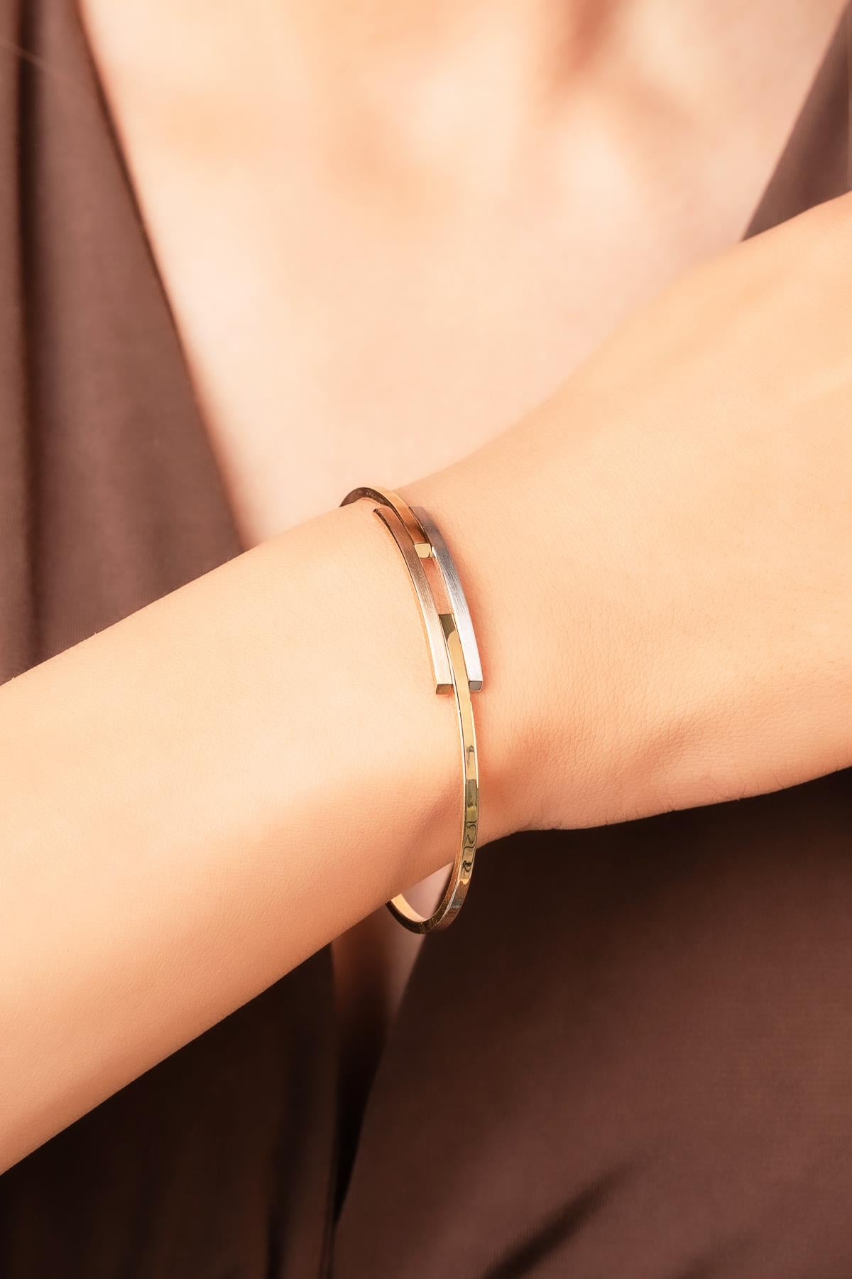 14K Gold Tri Color DOUBLE Rip Bangle