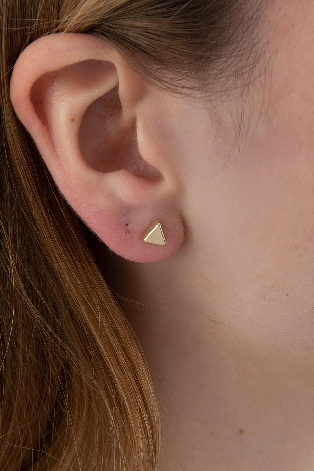14K Gold Triangle Shape Stud Earrings