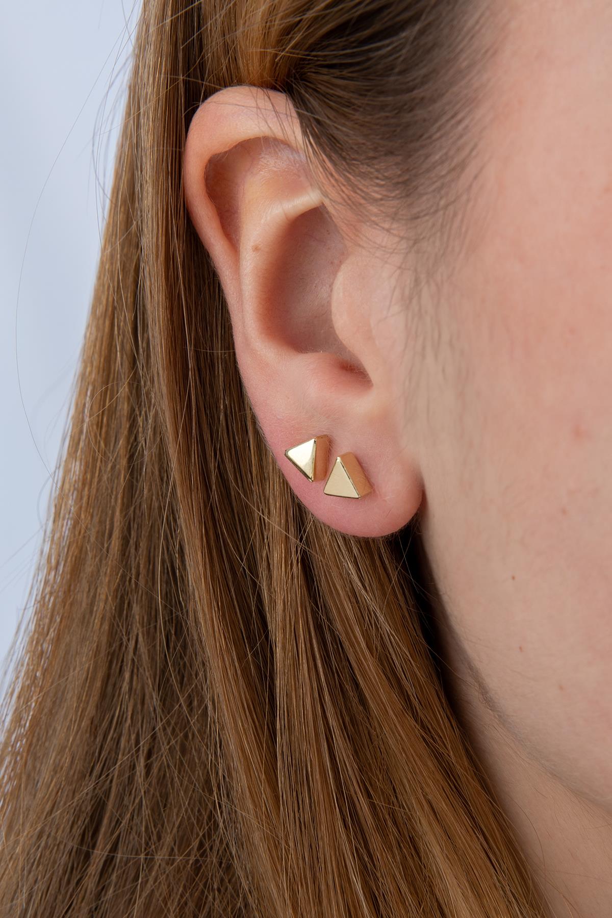 14K Gold Triangle Shape Stud Earrings