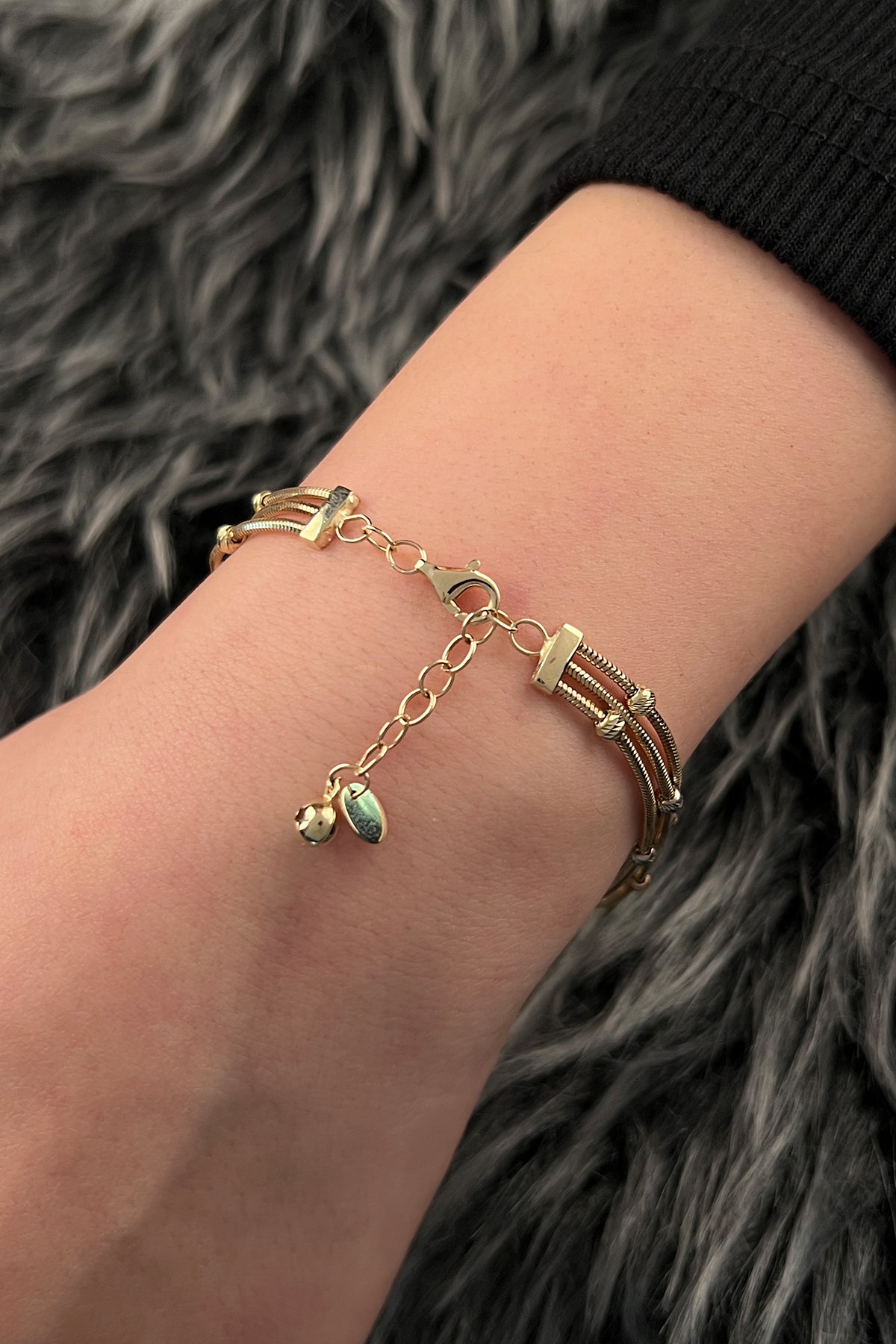 14K Gold Triple Row Dorica Sparkling Chain Bracelet