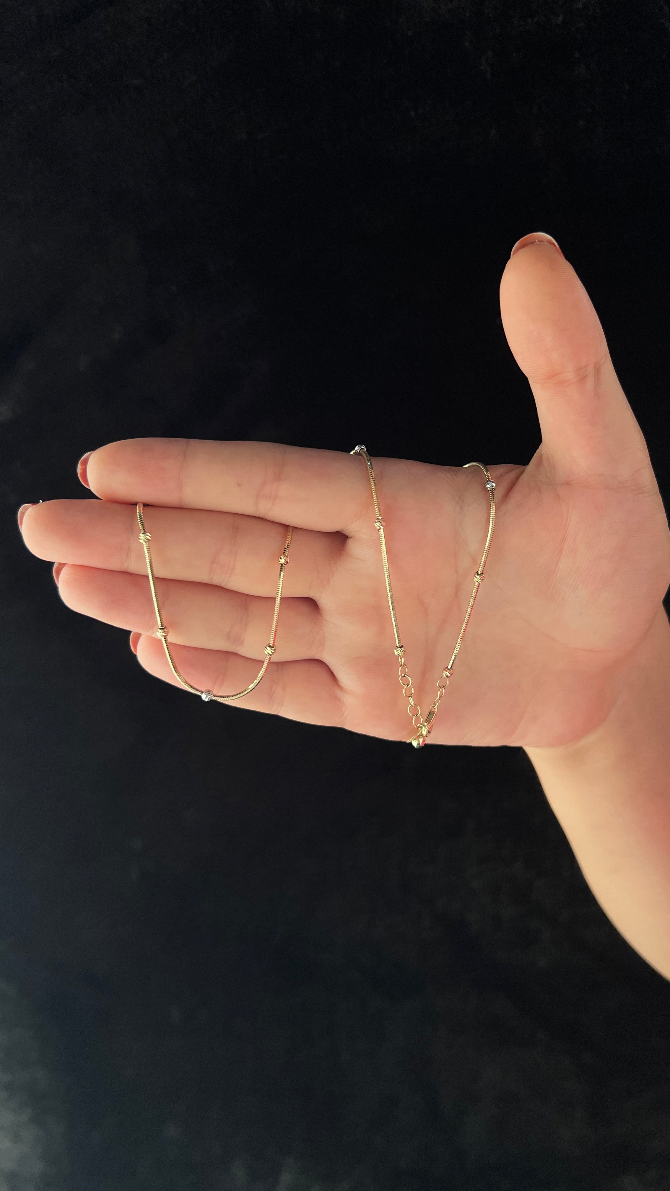 14K Gold Tube Chain Thickly Dorica Balls Necklace