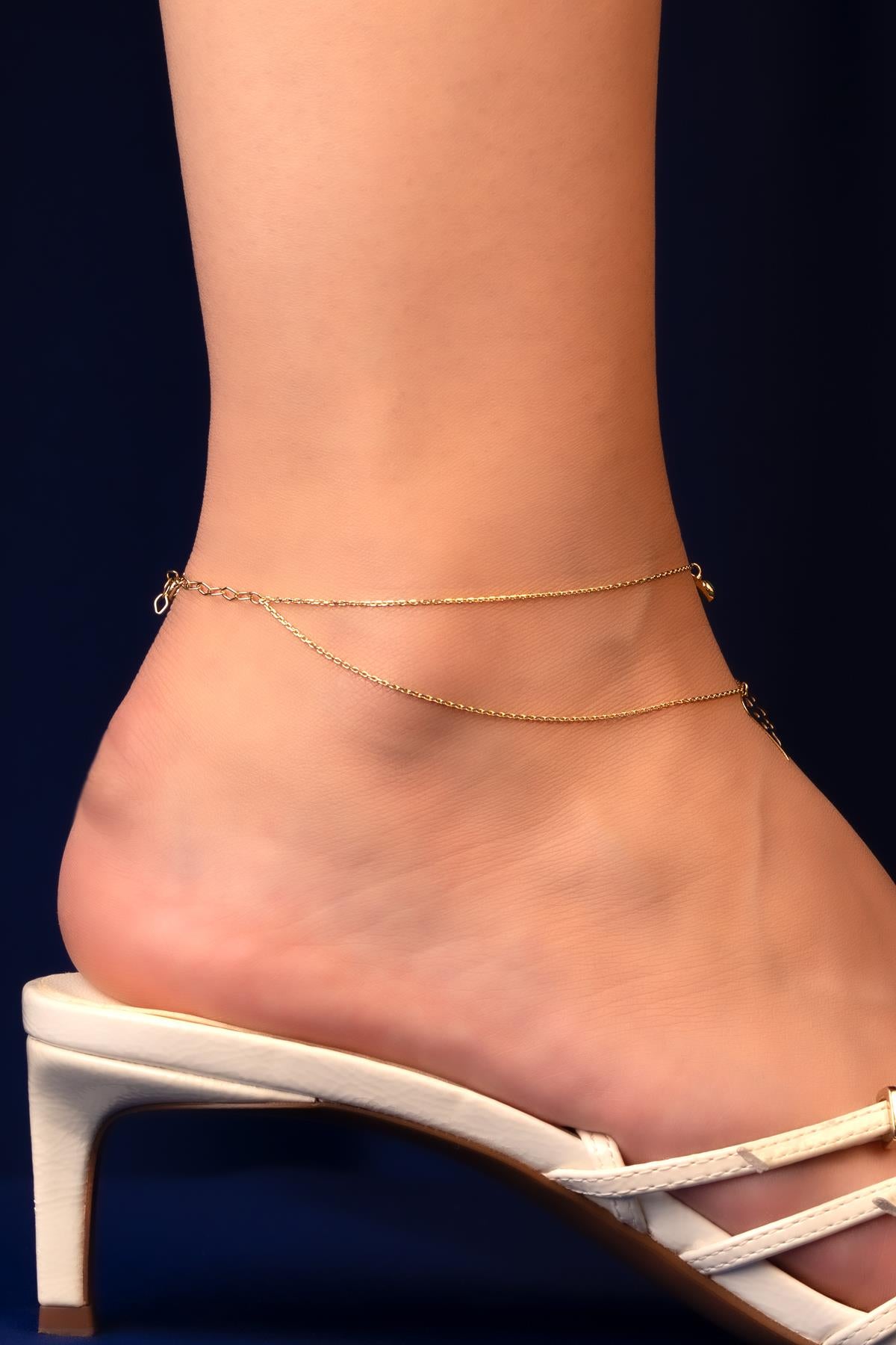 14K Gold Turquoise Angel Wing Anklet