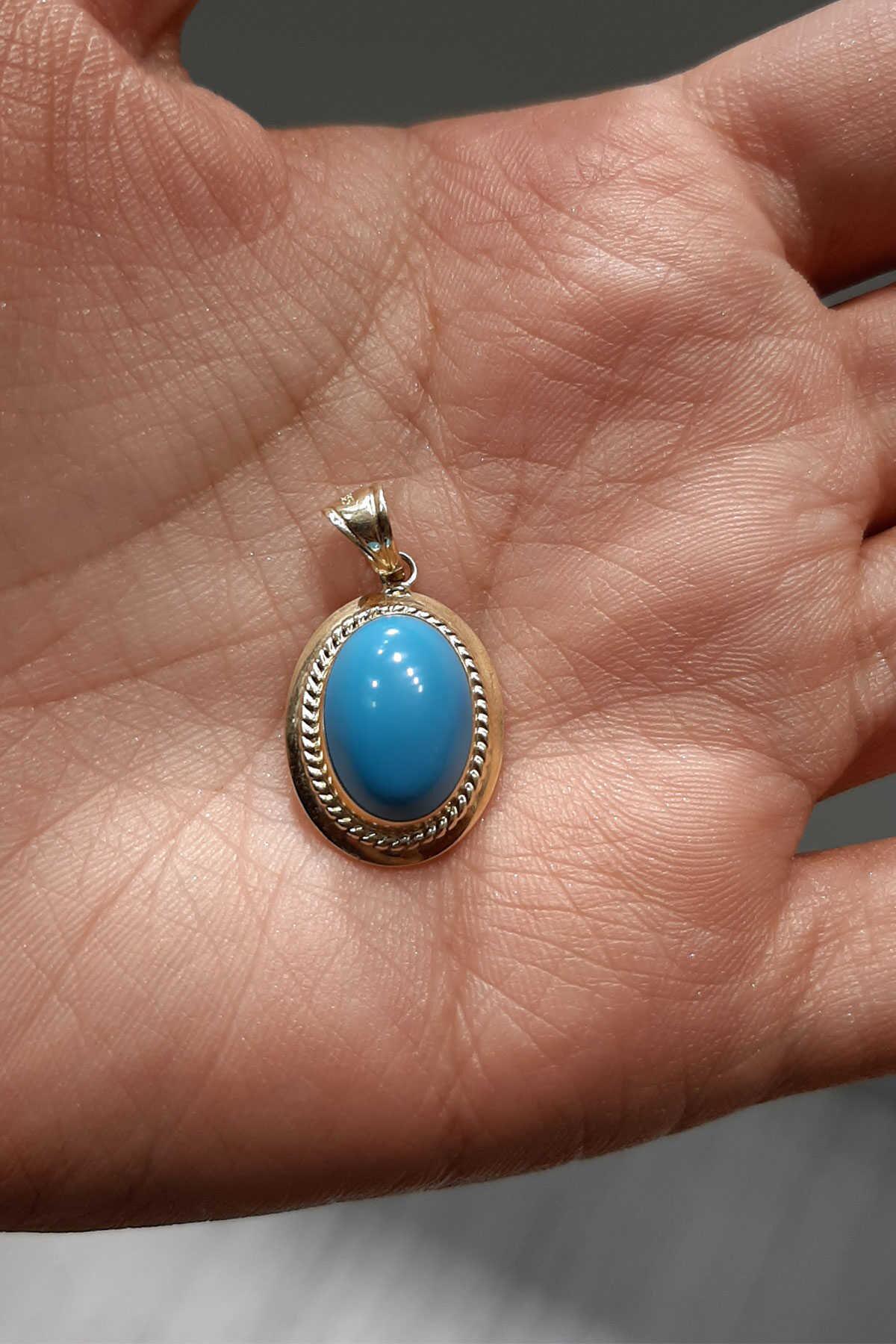 14K Gold Turquoise Charm