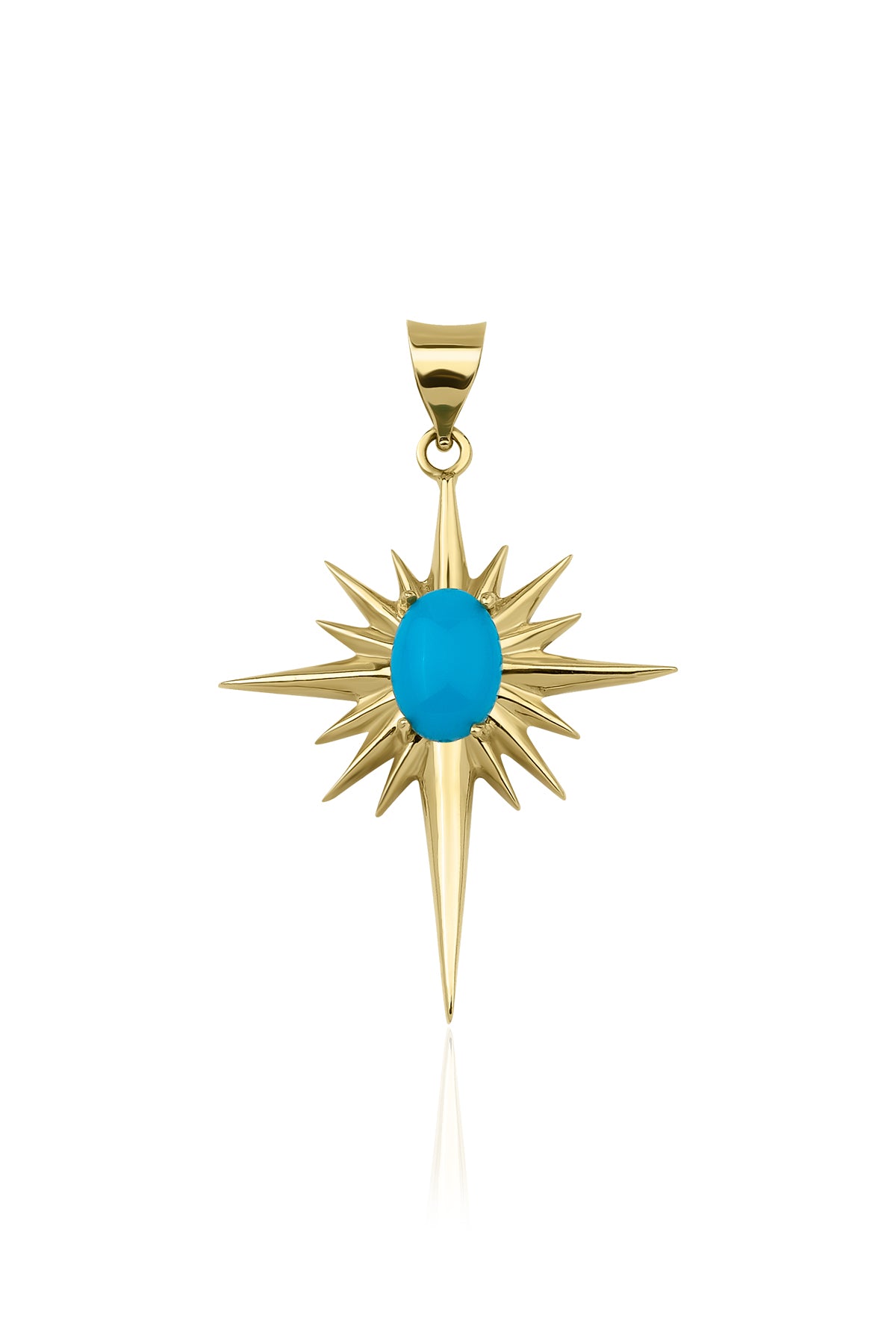 14K Gold Turquoise Stone Polar Star Charm