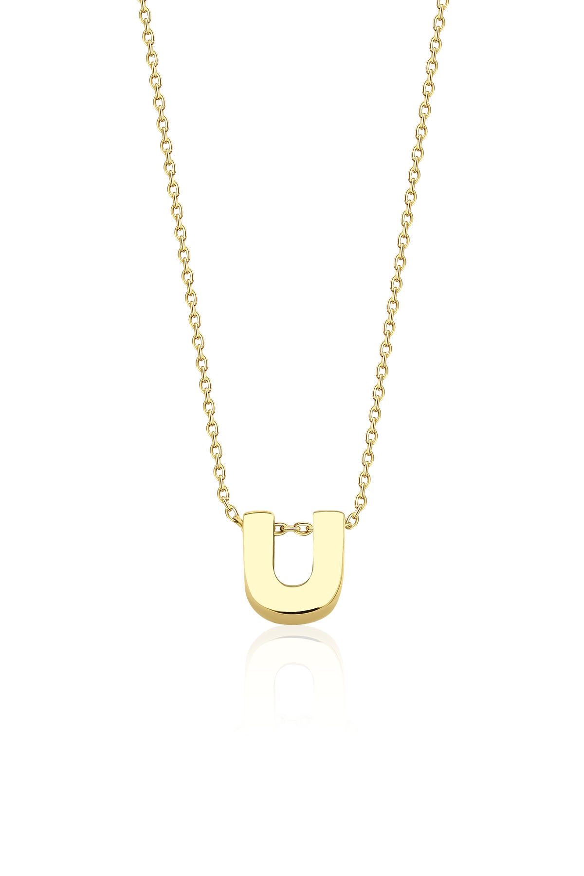 14K Gold U Initial Necklace