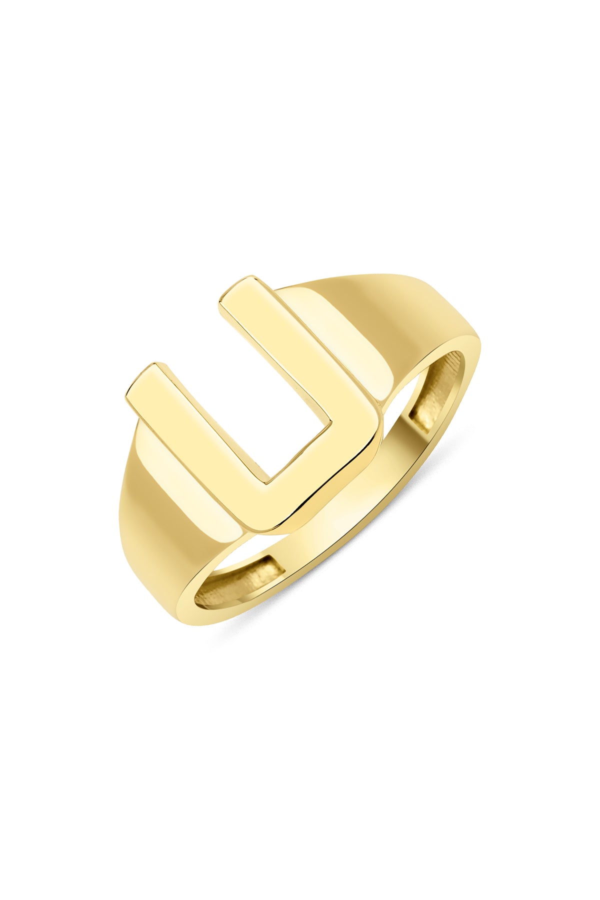 14k Gold U Initial Ring