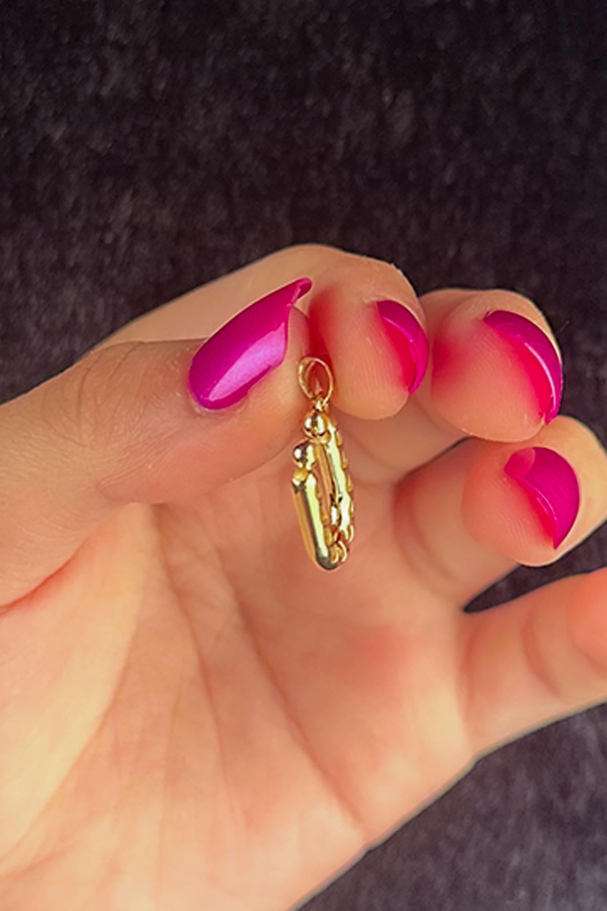 14K Solid Gold Ü Letter Charm