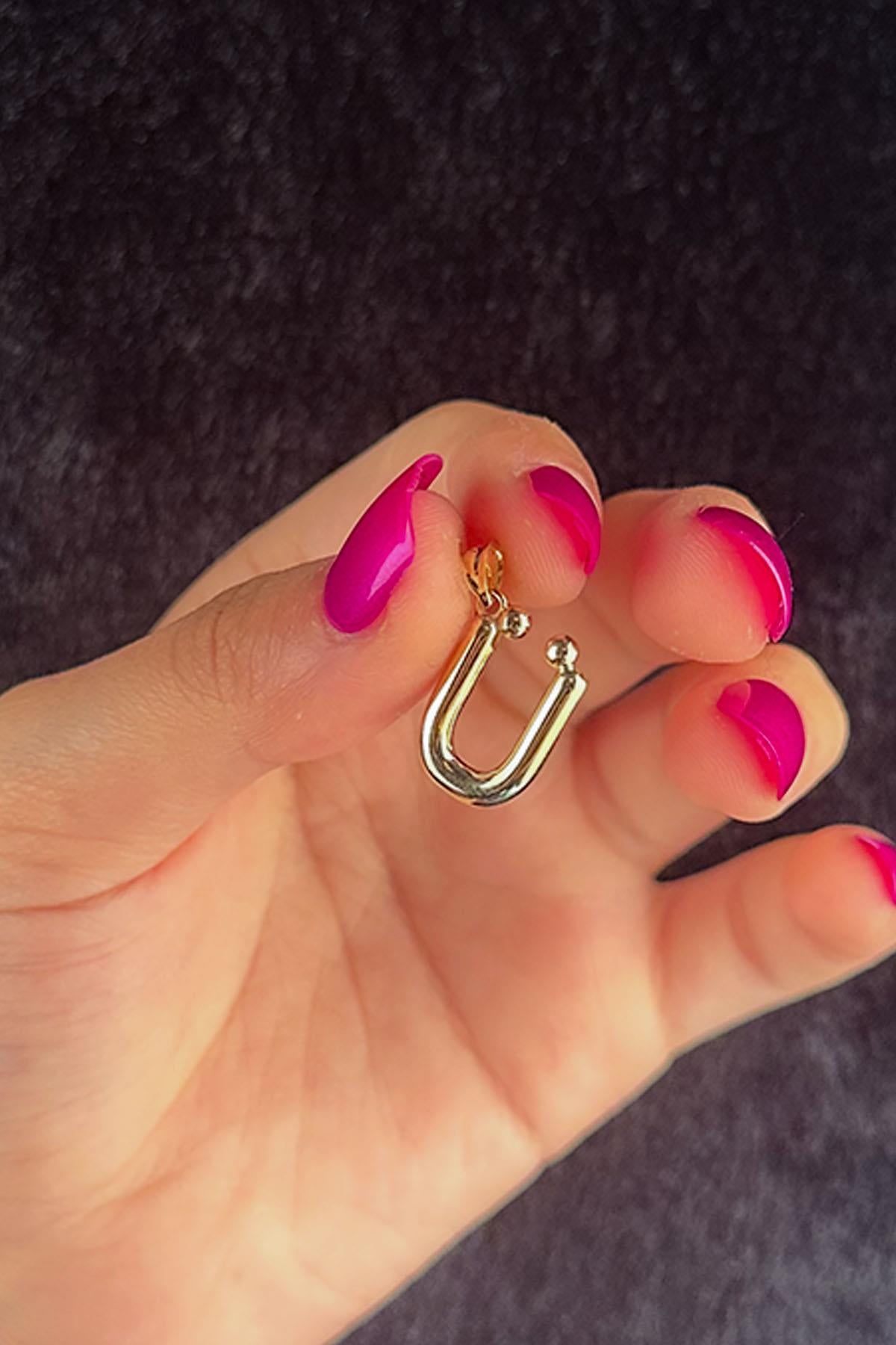 14K Gold Ü Letter Charm