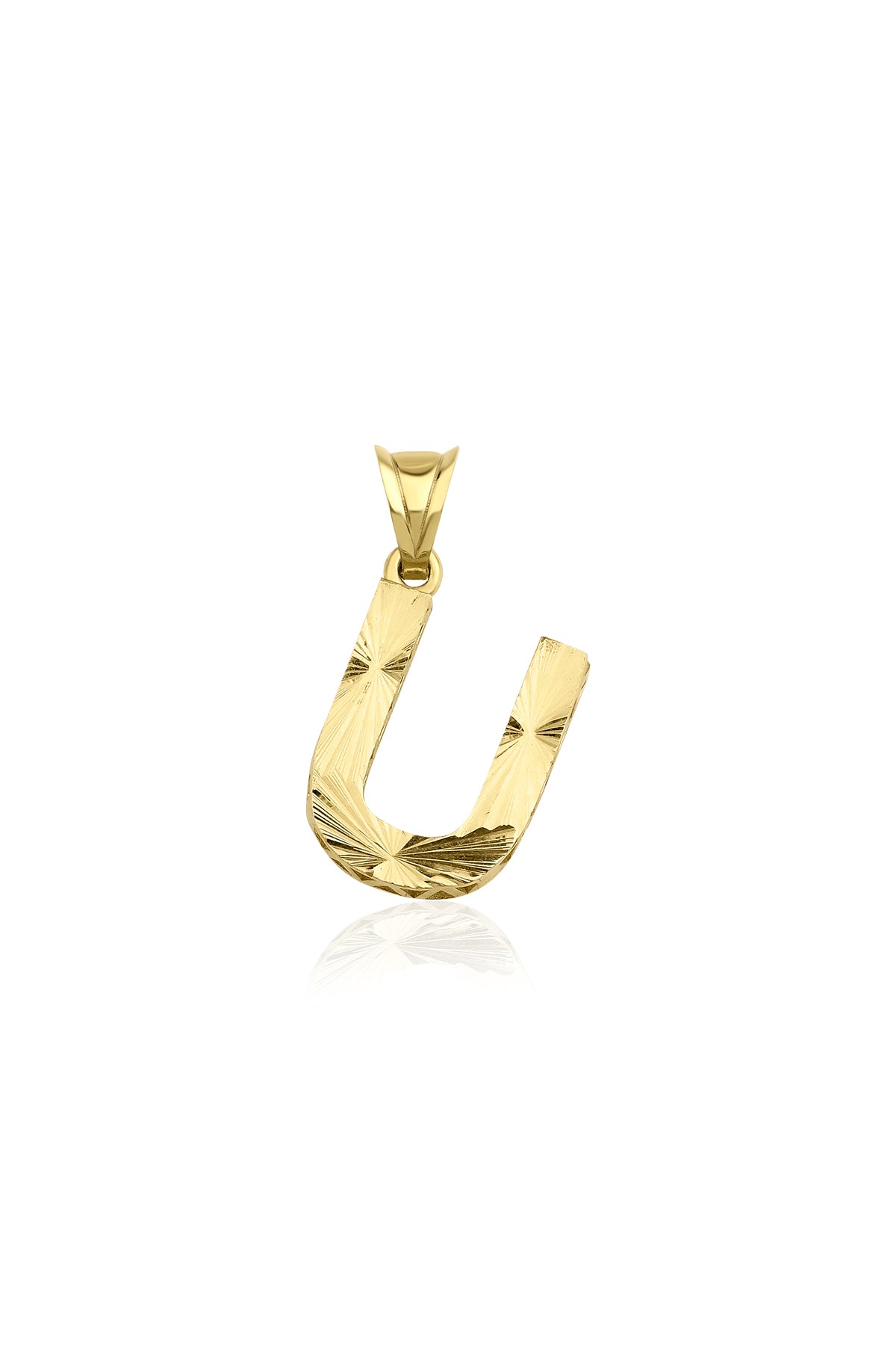 14K Gold U Letter Mini Shine Pendant