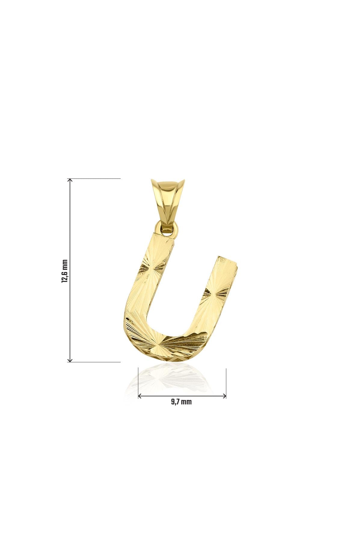 14K Gold U Letter Mini Shine Pendant