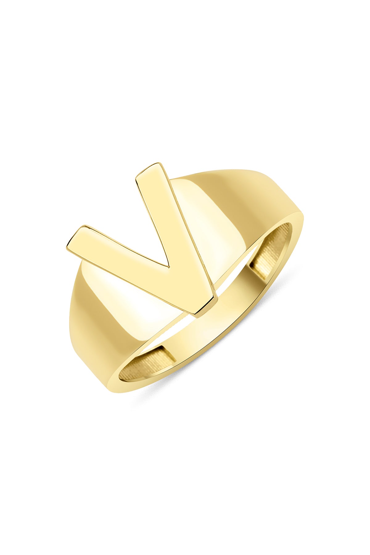 14k Gold V Initial Ring