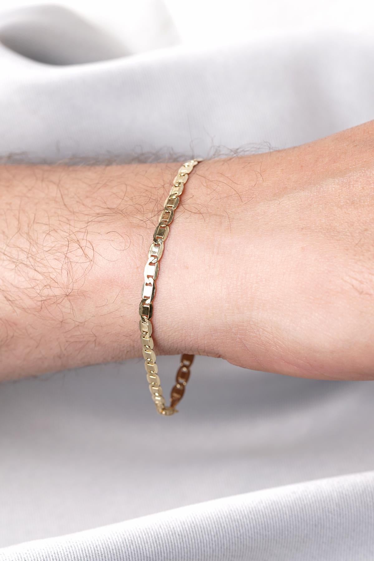 14K Solid Gold Valentino Chain Men'sBracelet