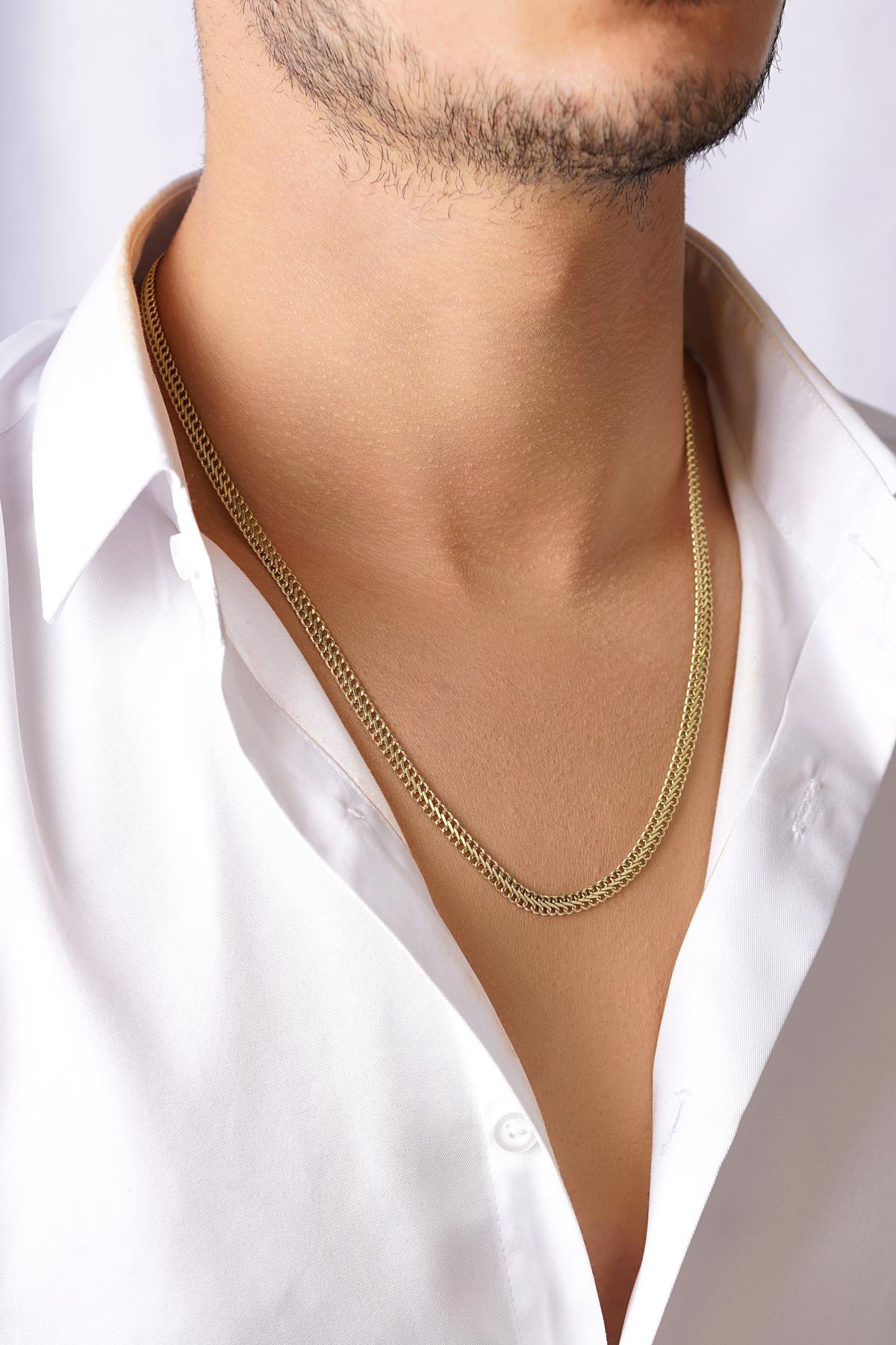 14K Gold Vienna Double Curb Chain With Sailor Lock 0.157 inch
