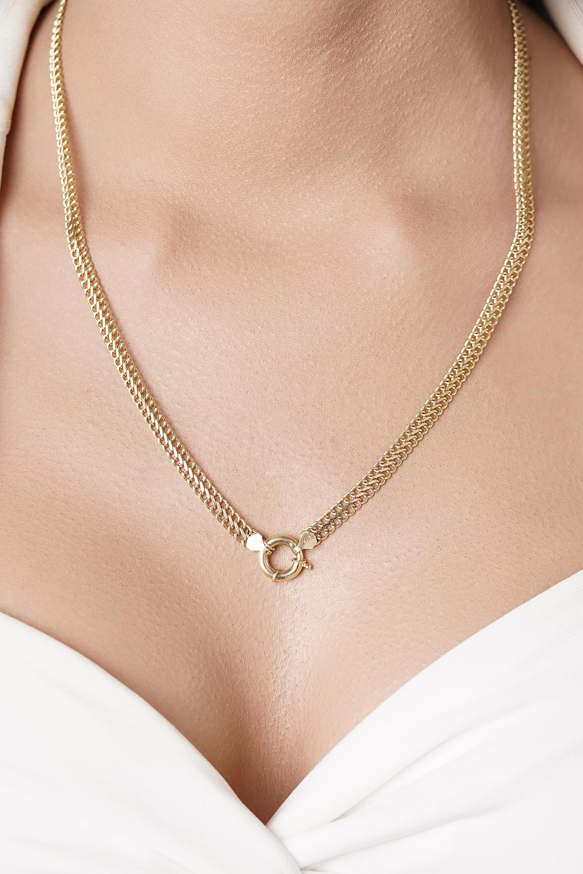 14K Gold Vienna Double Curb Chain With Sailor Lock 0.157 inch