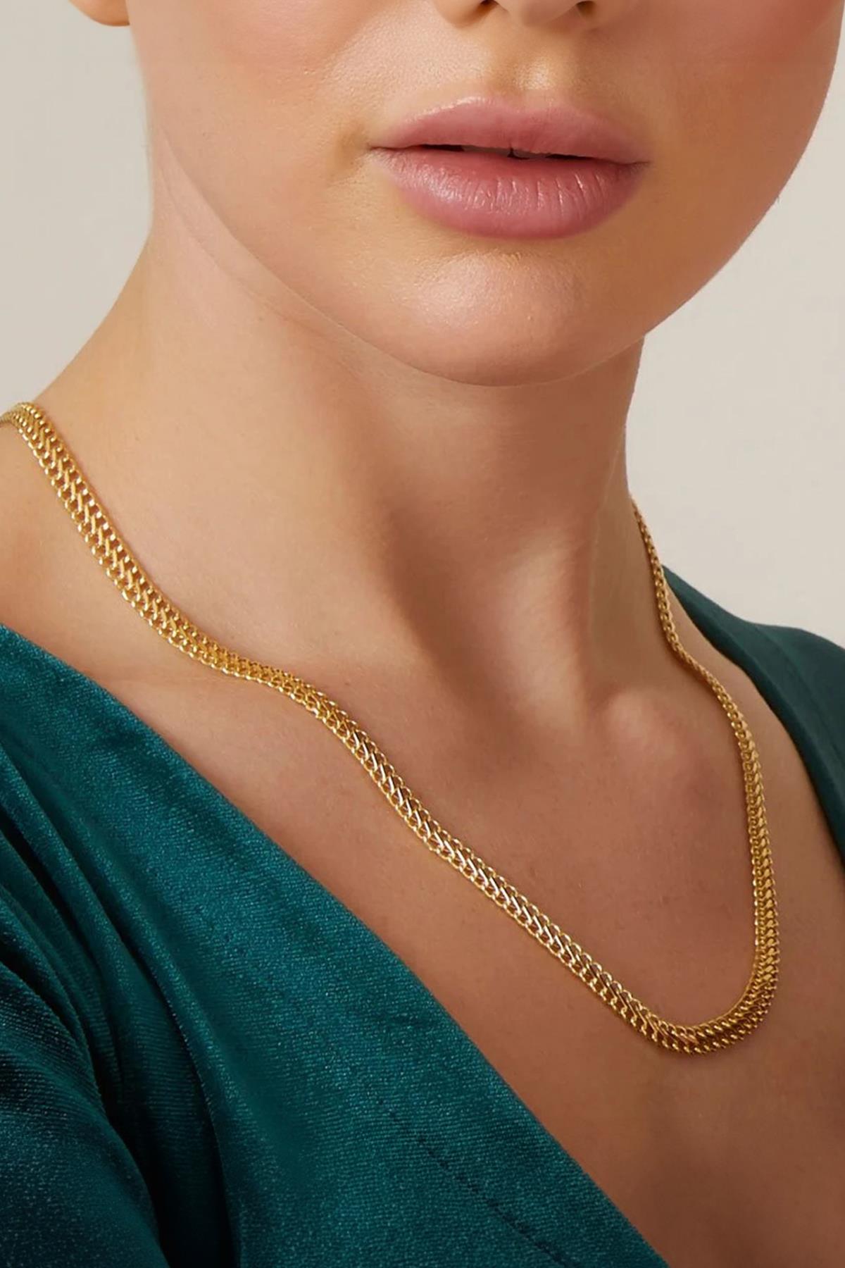 14K Gold Vienna Double Curb Chain With Sailor Lock 0.157 inch