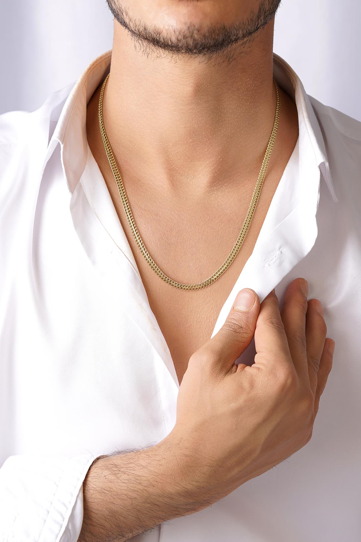 14K Gold Vienna Double Curb Chain With Sailor Lock 0.157 inch