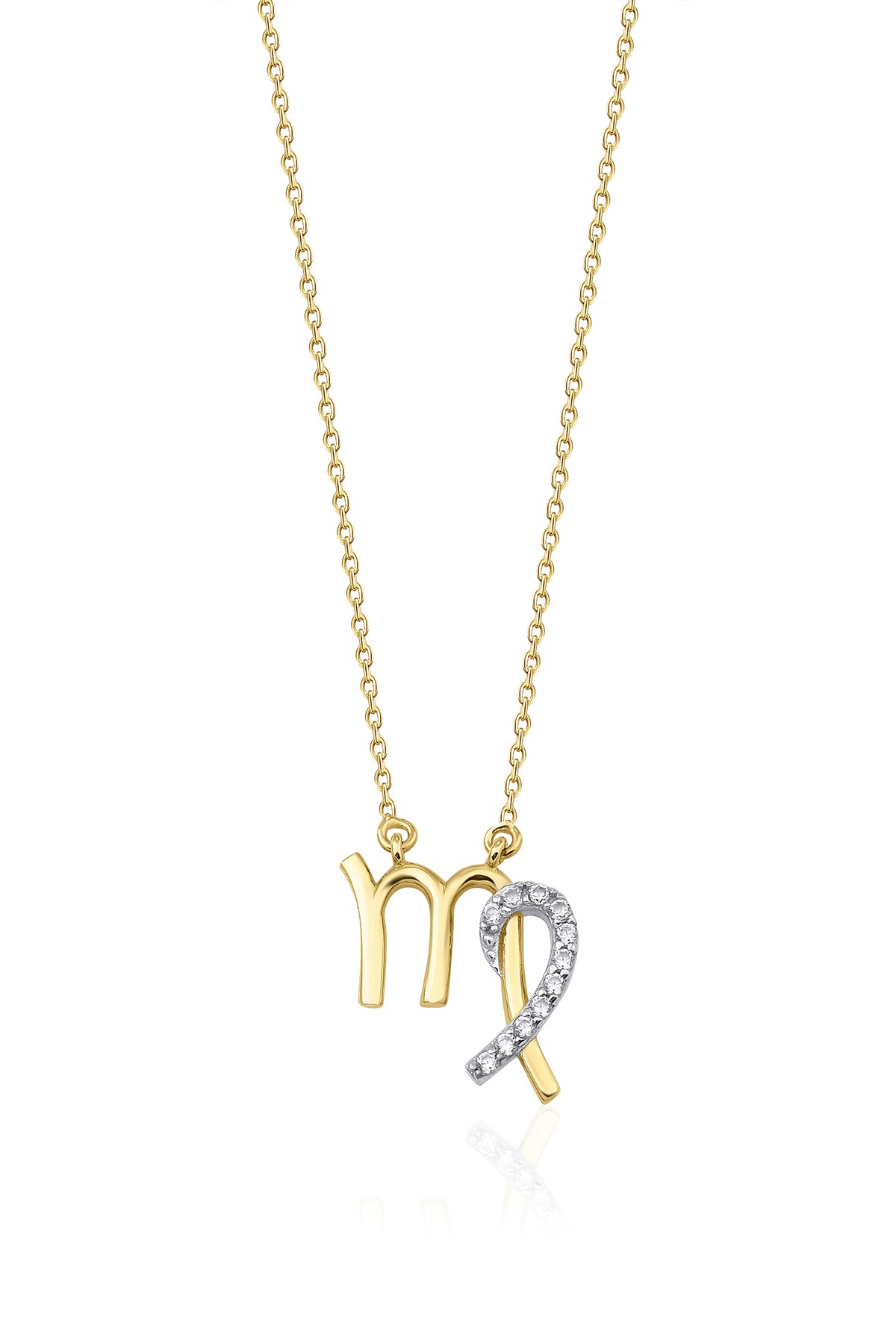 14K Gold Virgo Zodiac Sign Necklace