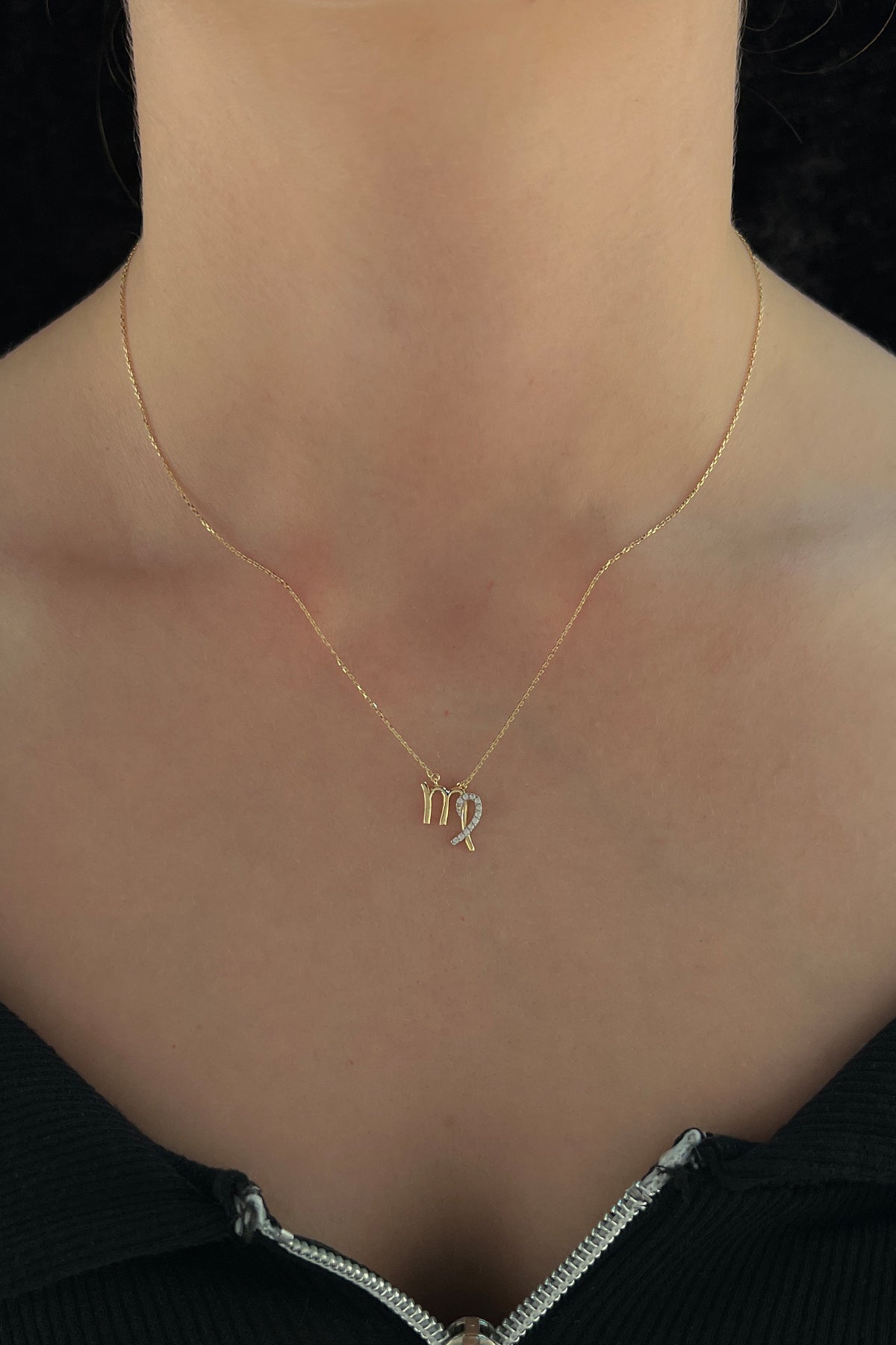 14K Gold Virgo Zodiac Sign Necklace