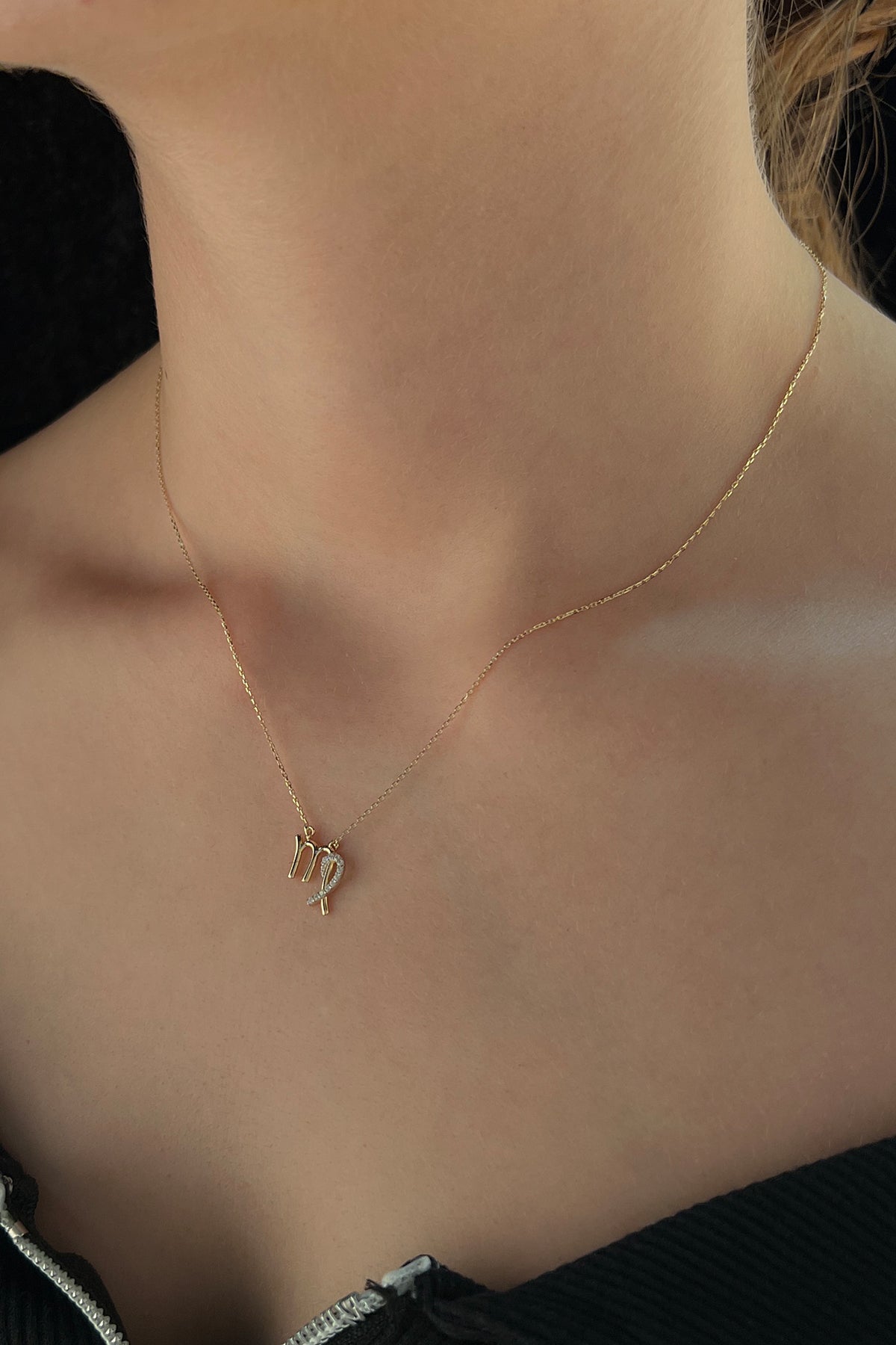 14K Gold Virgo Zodiac Sign Necklace